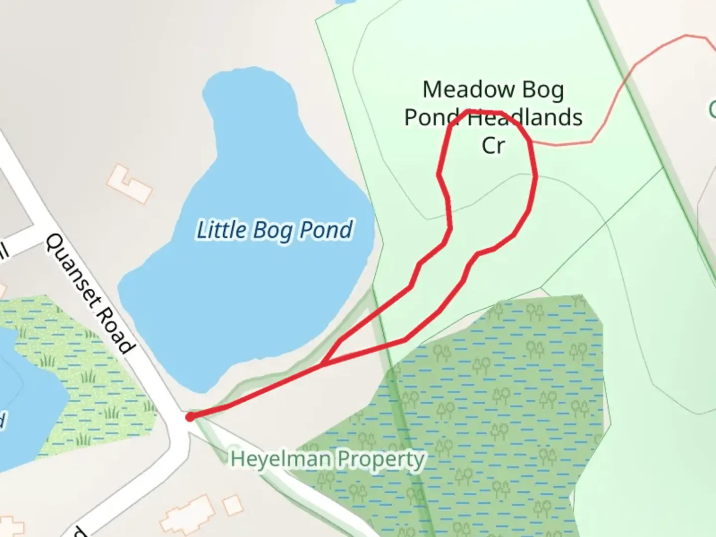 An image depicting the trail Meadow Bog Pond Headlands Cr Loop and its surrounding area.