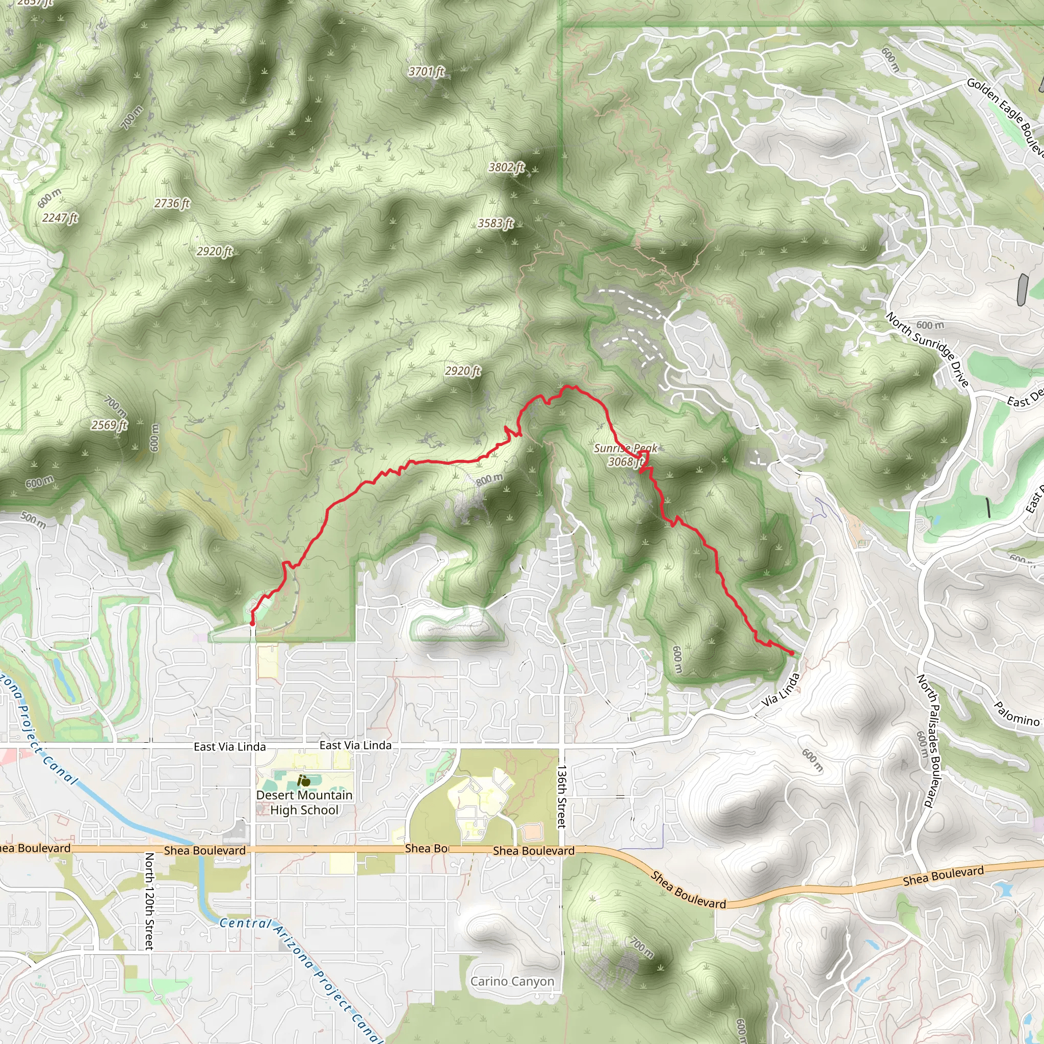 Sunrise Peak via Sunrise Trail Point to Point mobile static map