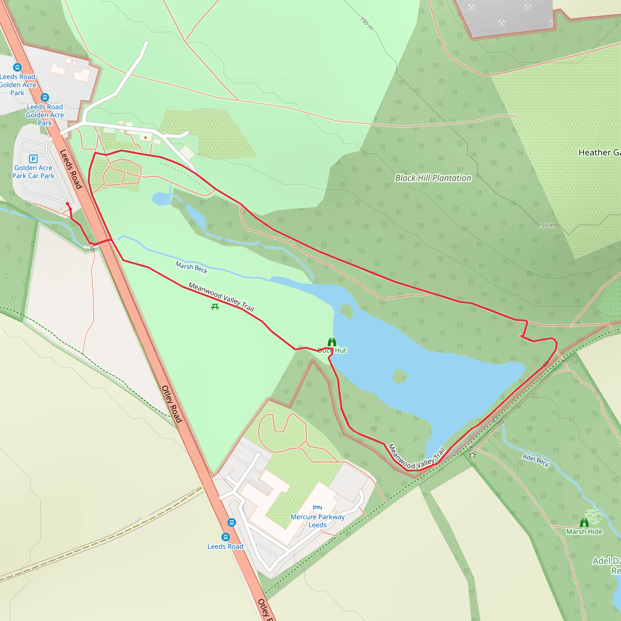 Meanwood Valley Trail and Leeds Country Way mobile static map