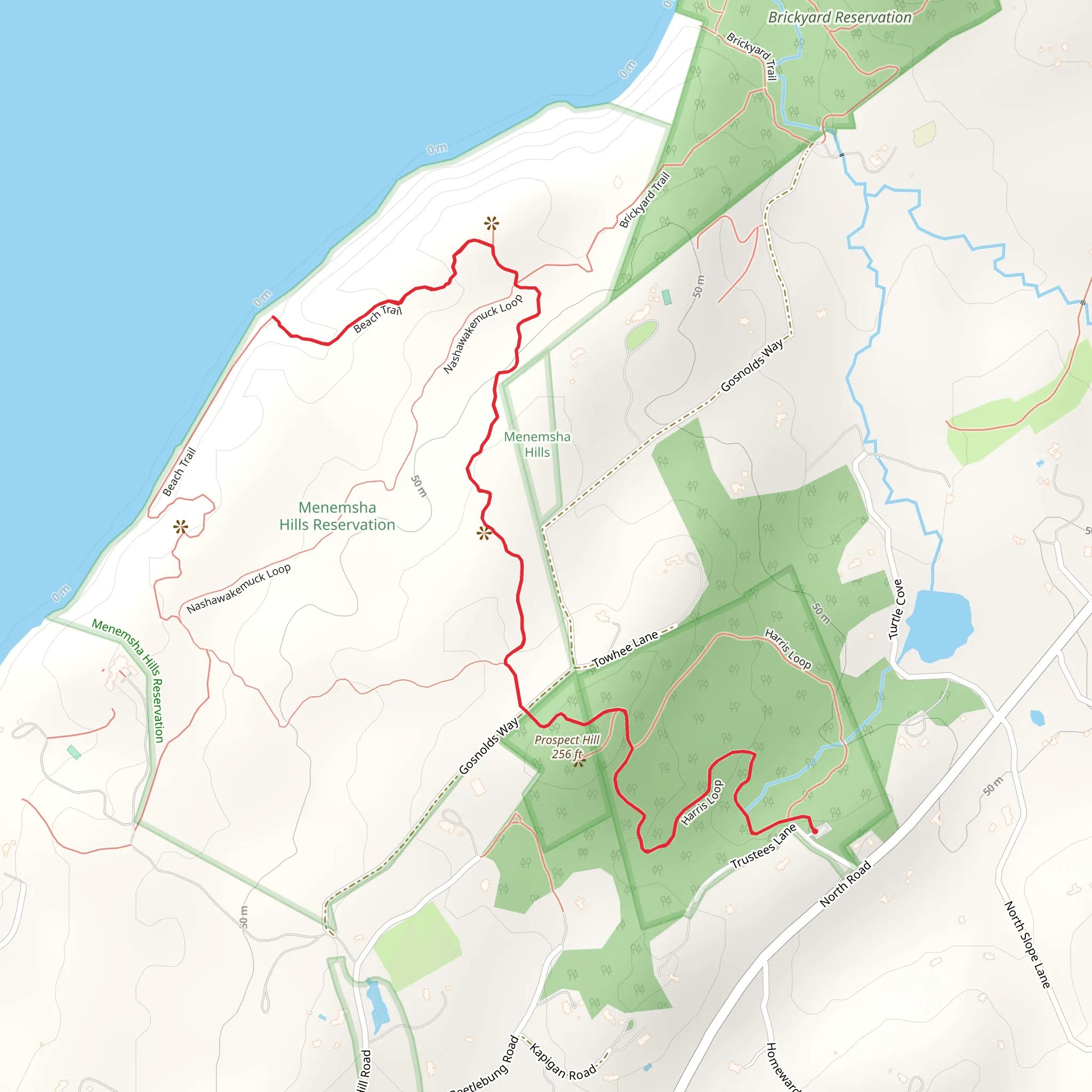 Menemsha Hills Reservation Trail via Trustees Lane mobile static map