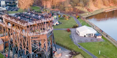An image depicting the trail Trent and Mersey Canal Walk and its surrounding area.