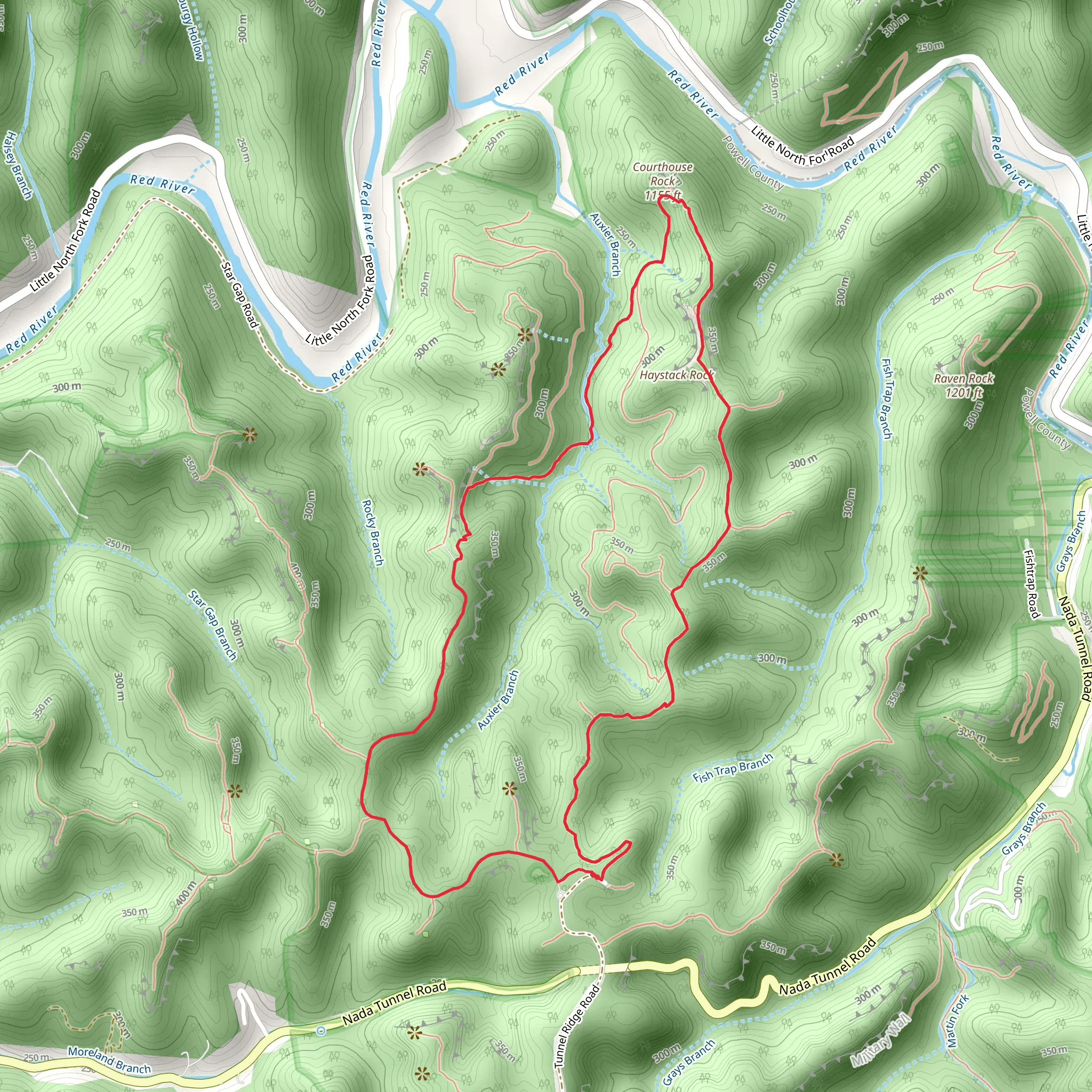 Auxier Ridge, Auxier Branch and Double Arch Loop Trail mobile static map