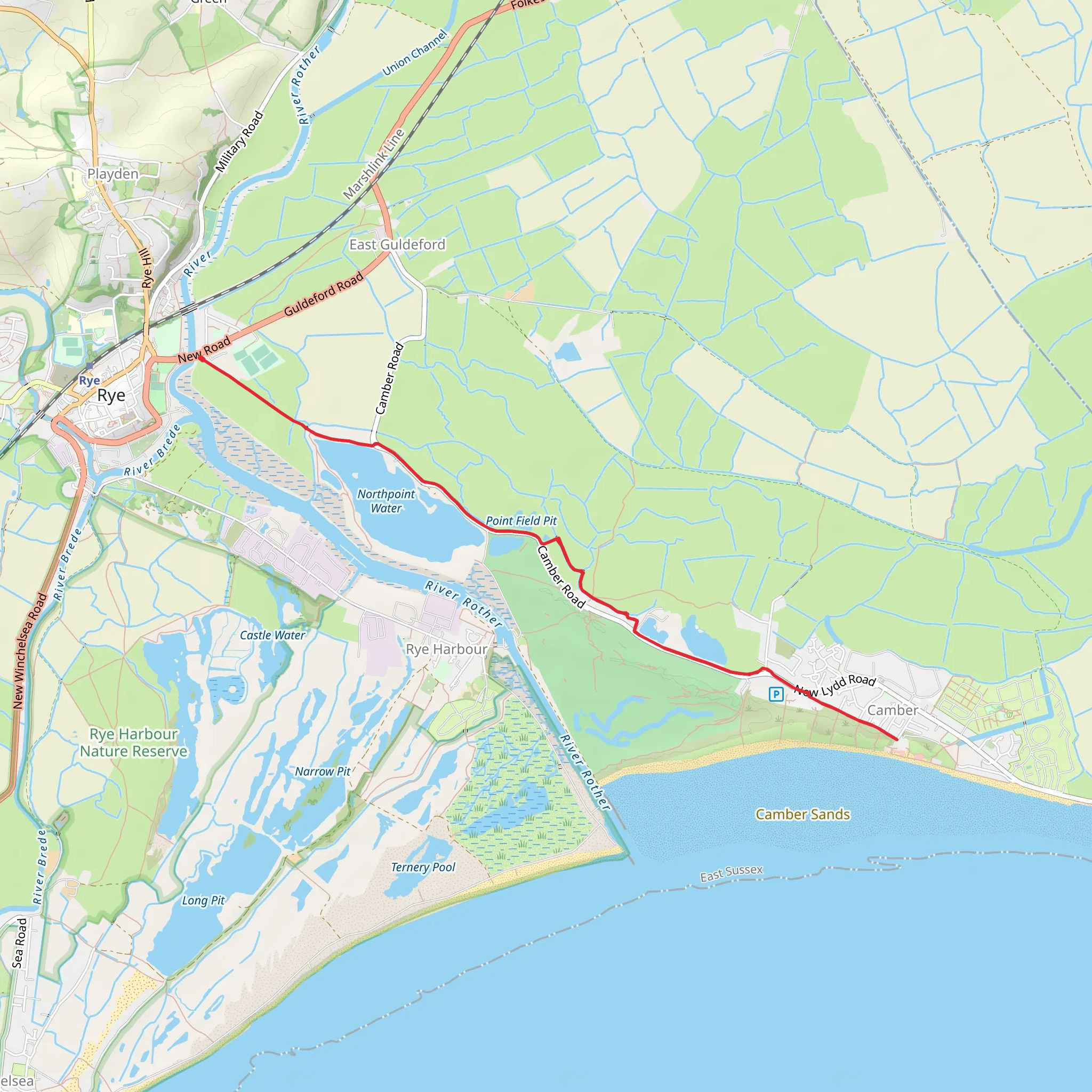 Camber Sands Walk mobile static map