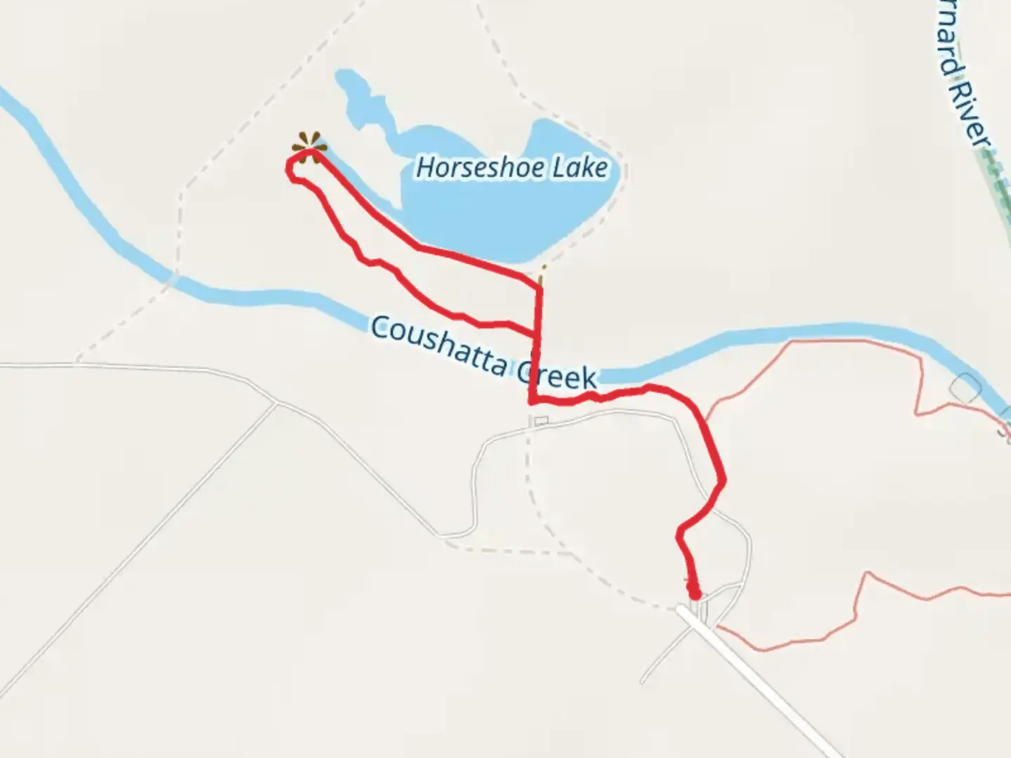 An image depicting the trail Horseshoe Lake via Sycamore Trail and its surrounding area.