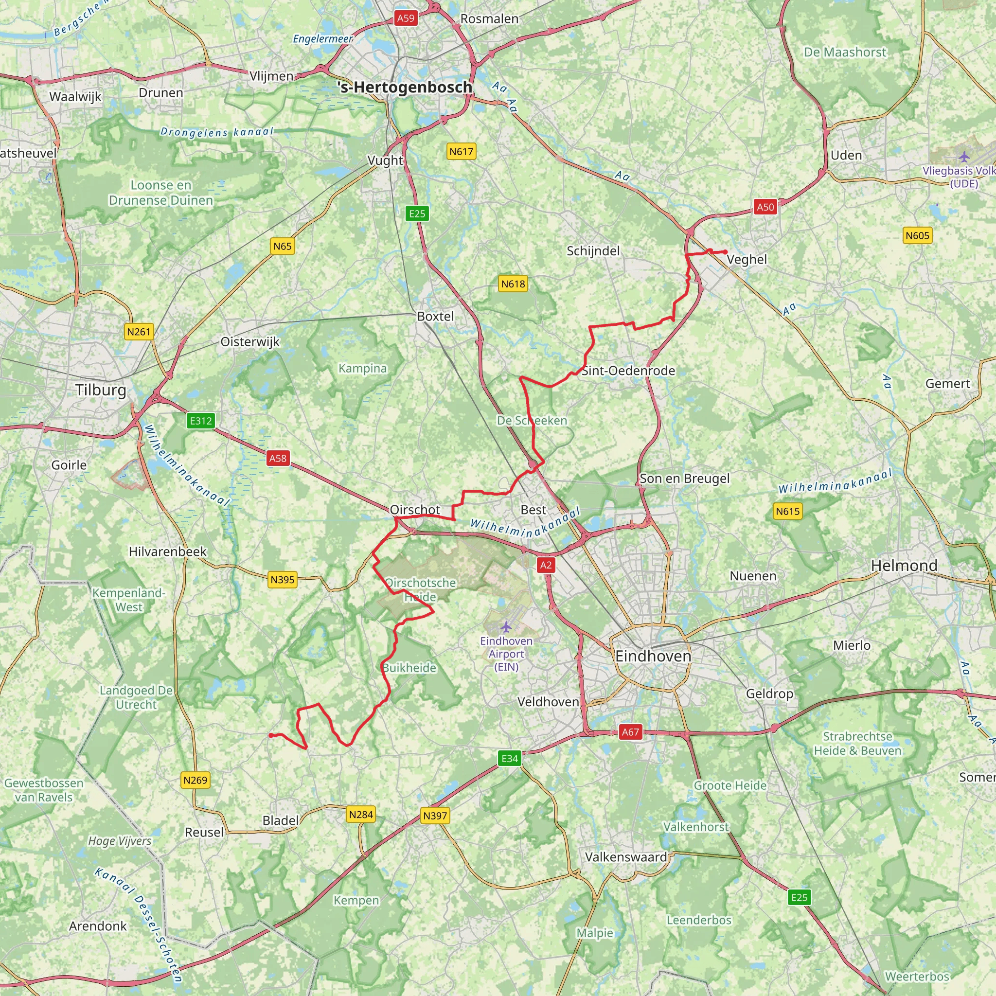 Dorshout to Carolus Simplexplein via Bobbenagelseweg and De Hanenberg mobile static map