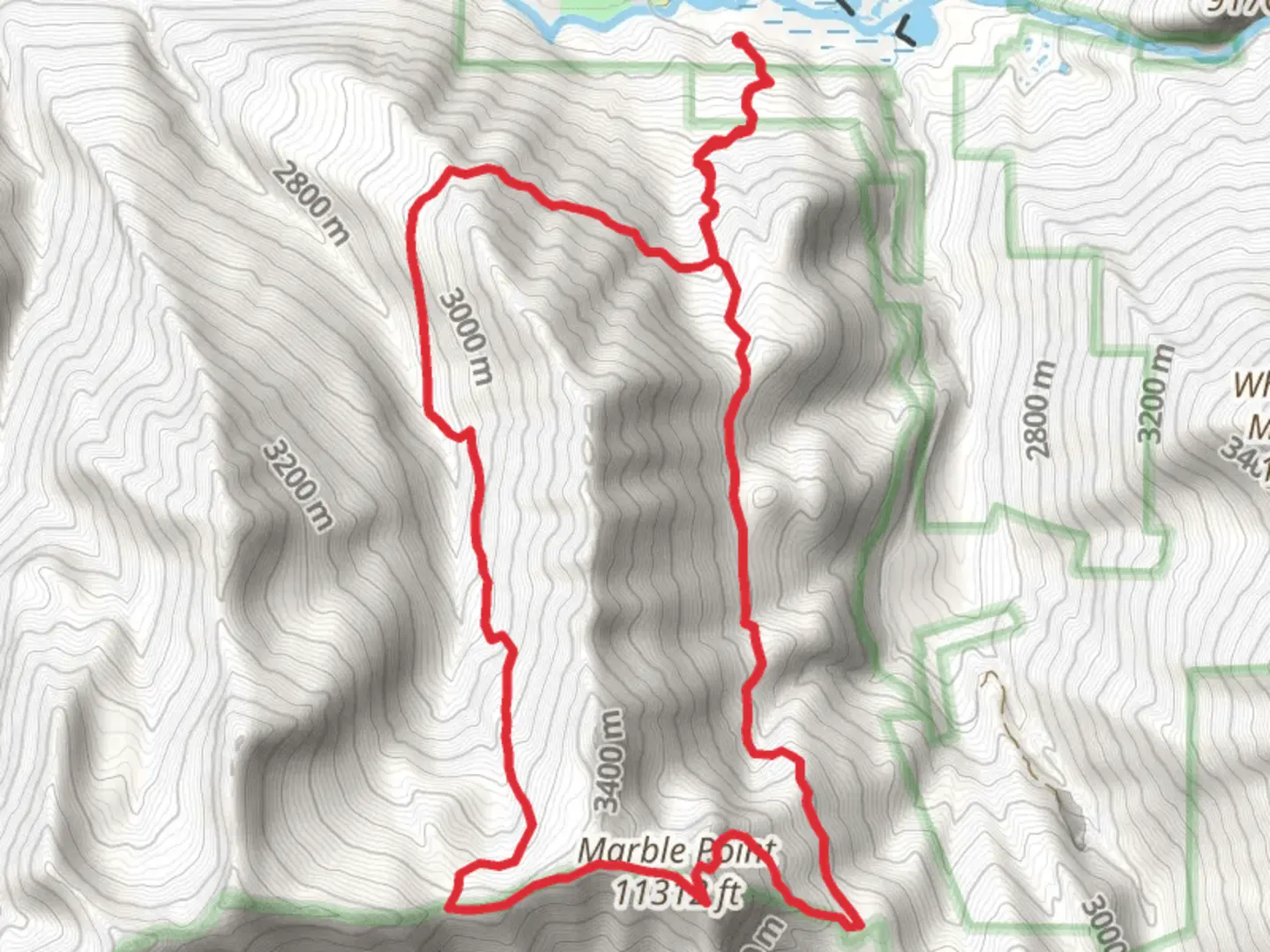 An image depicting the trail Marble Mountain via Raspberry Creek Trail and Amthracite Pass Trail and its surrounding area.