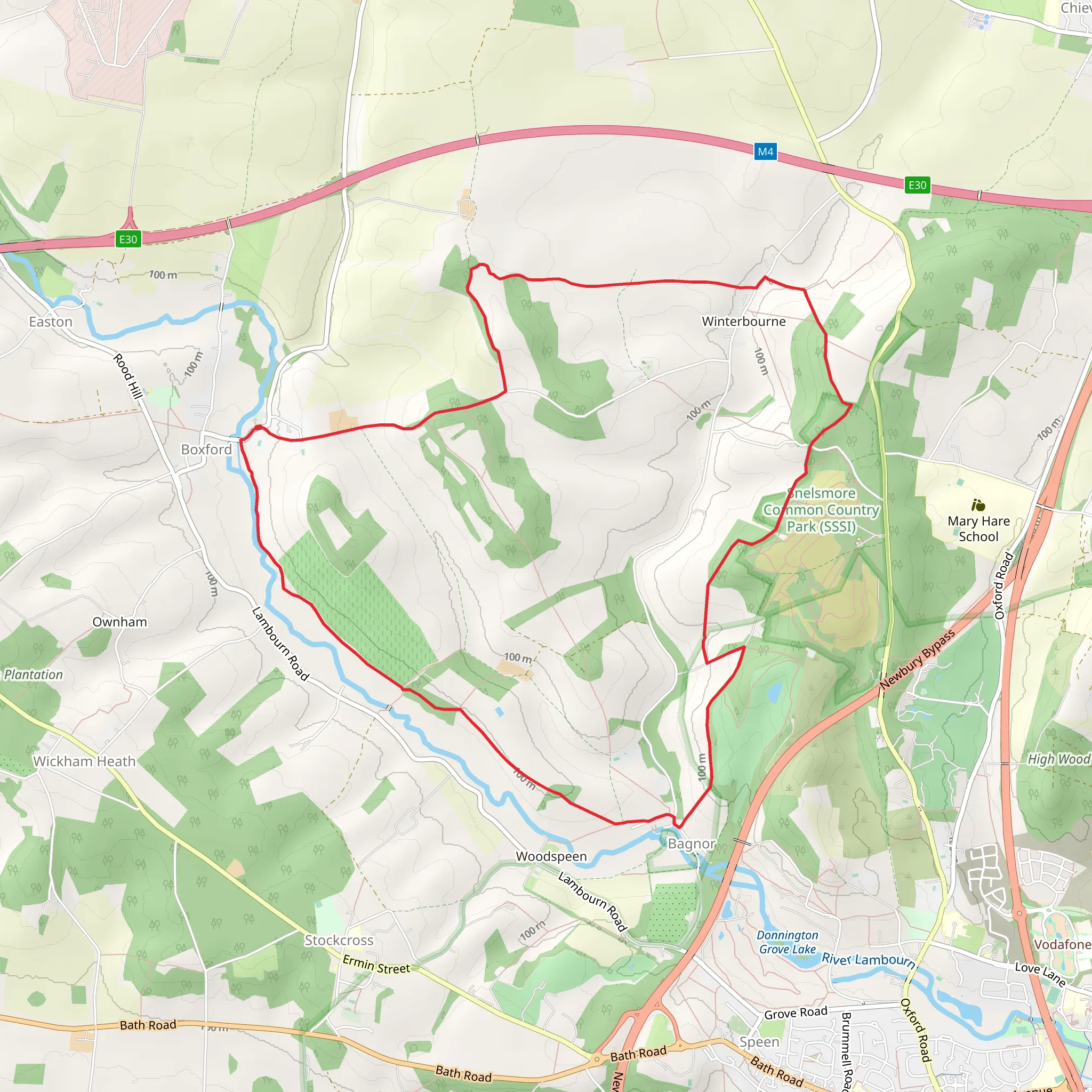 Boxford Country Park, Winterbourne Park and Snelsmore Common mobile static map