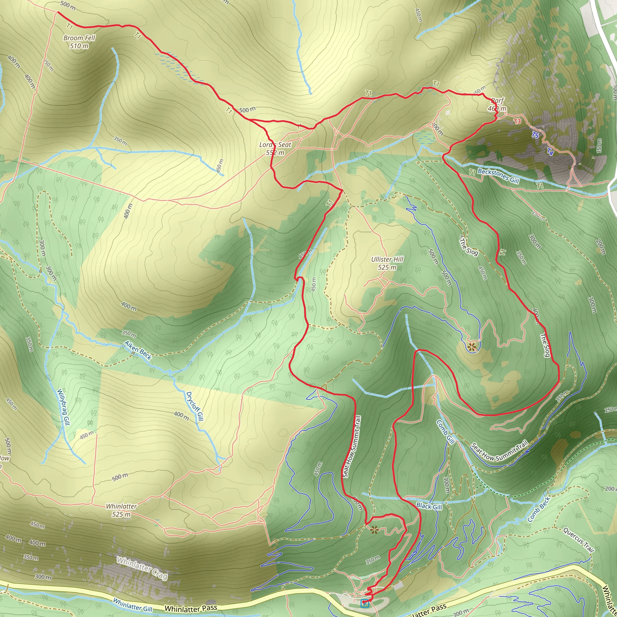 Lord's Seat and Barf via Seat How Summit Trail mobile static map