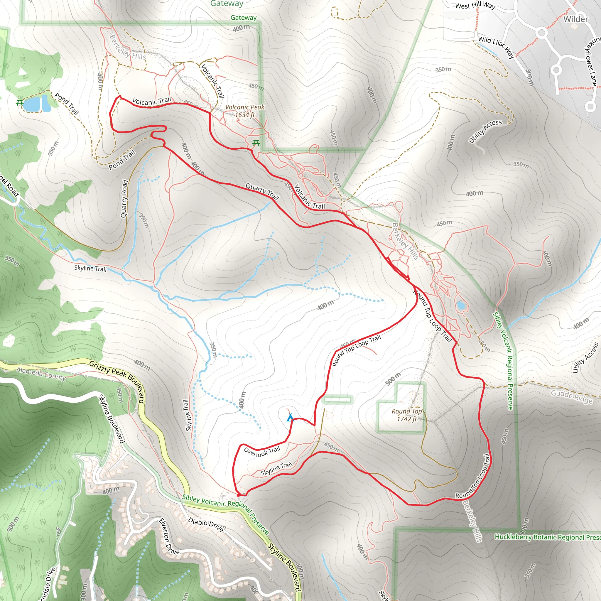 Round Top, Volcanic and Quarry Loop Trail mobile static map