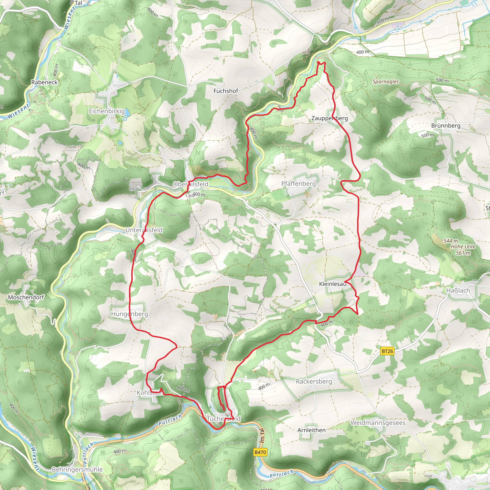 Tuchersfeld and Zauppenberg Loop mobile static map