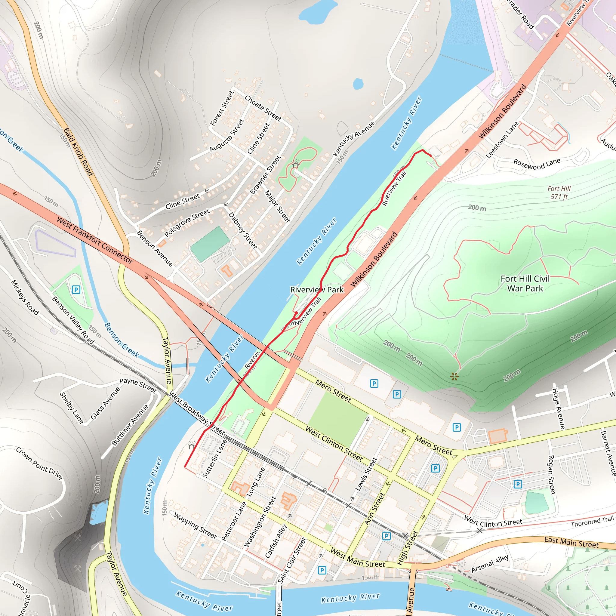 Riverview Trail from Mero Street mobile static map