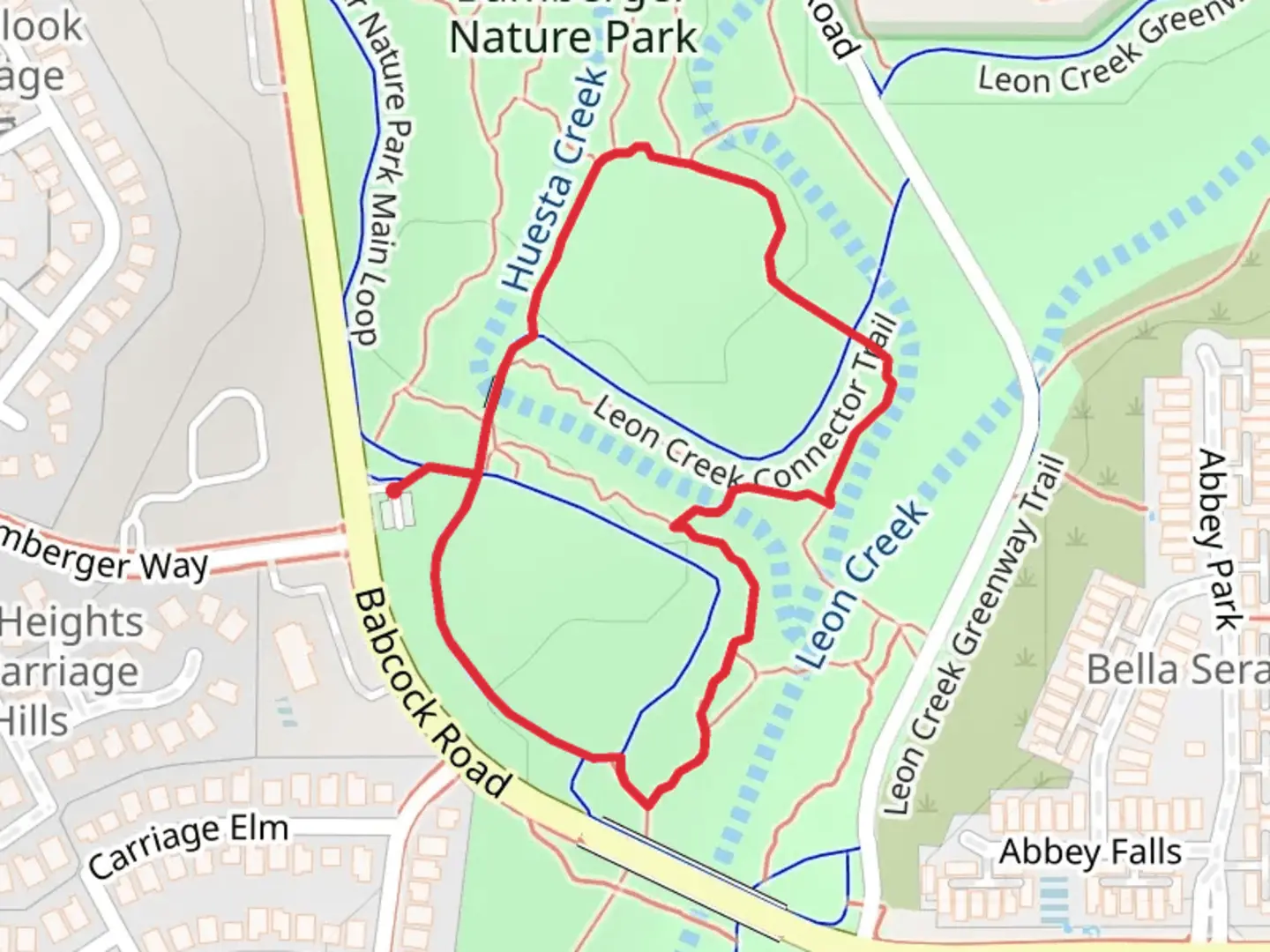 An image depicting the trail Bamberger Nature Park Loop and its surrounding area.