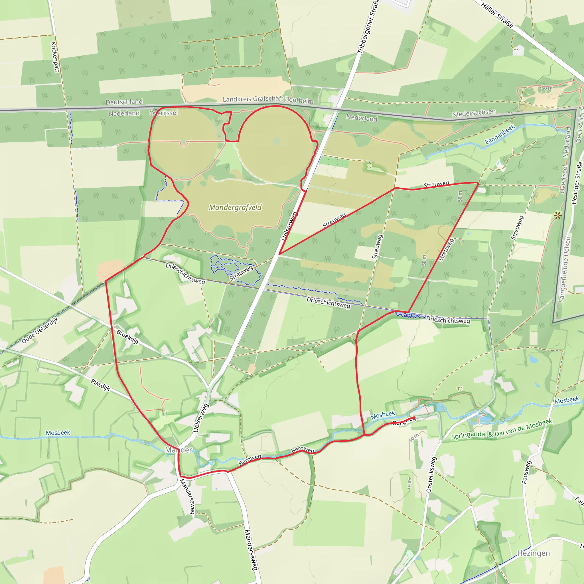 De Mandercirkels and Manderheide Loop mobile static map
