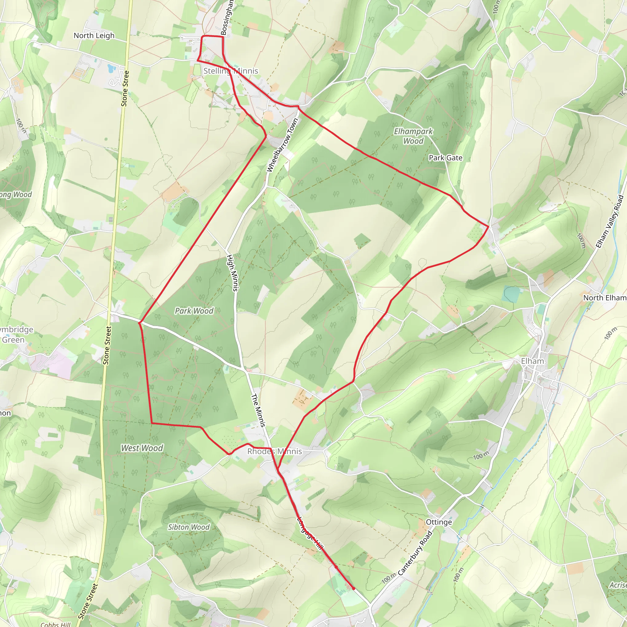 The Outdoor Guide - Sibton Park Meander to the Minnis Walk mobile static map