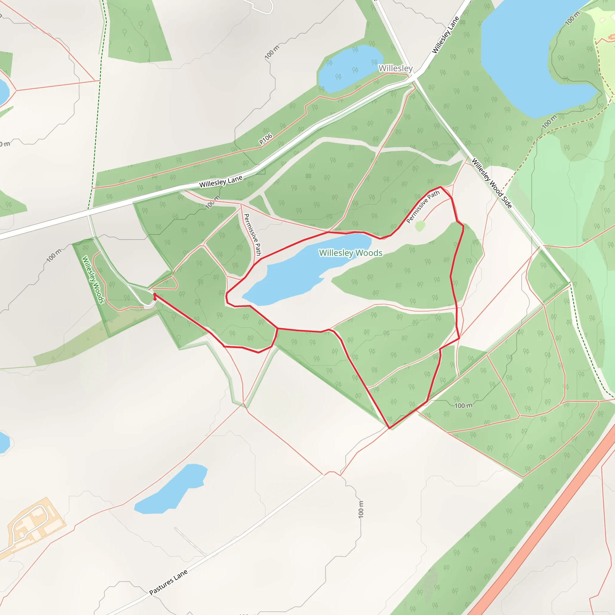 Willesley Wood and Thortit Lake loop mobile static map