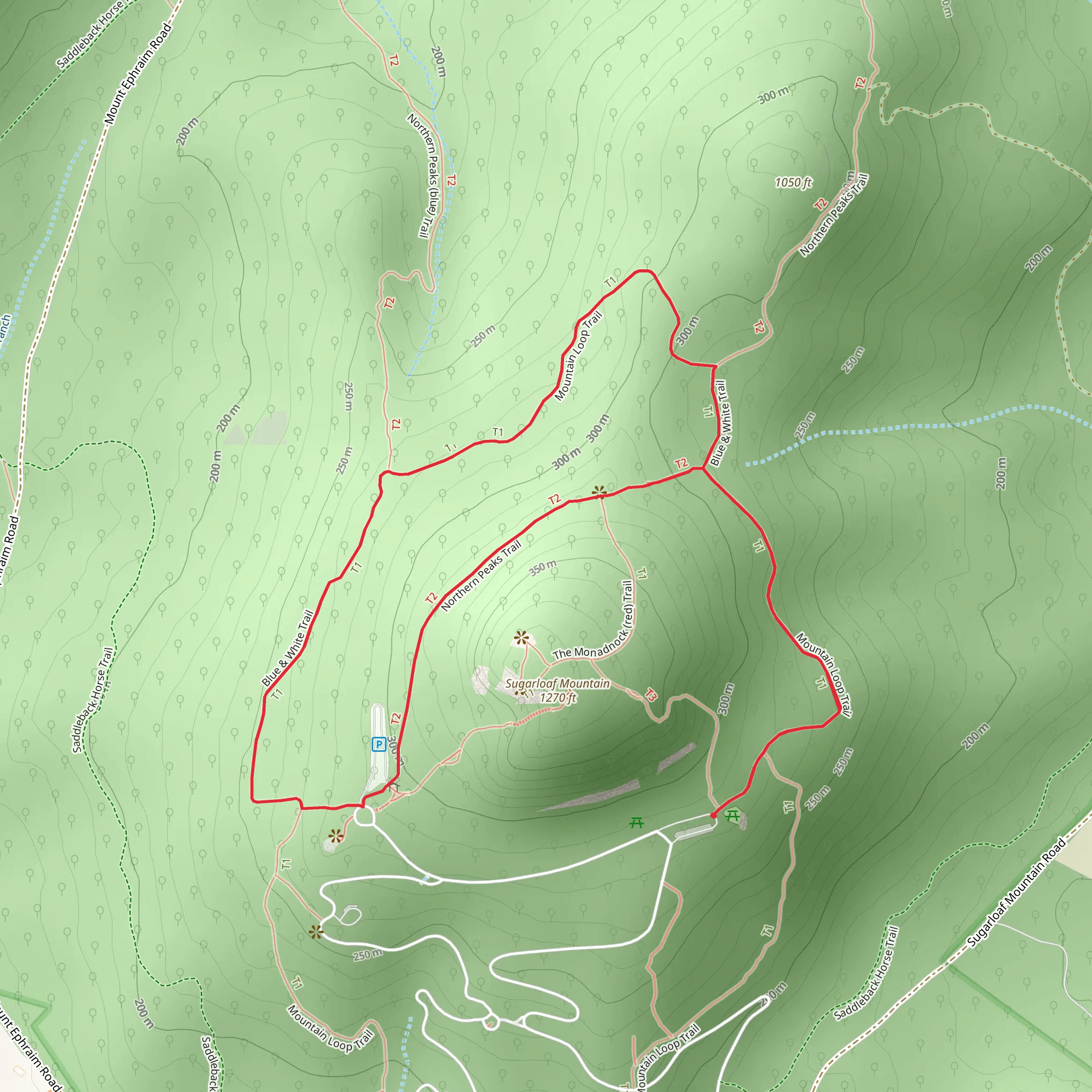 Blue and White and Northern Peaks Loop Trail mobile static map