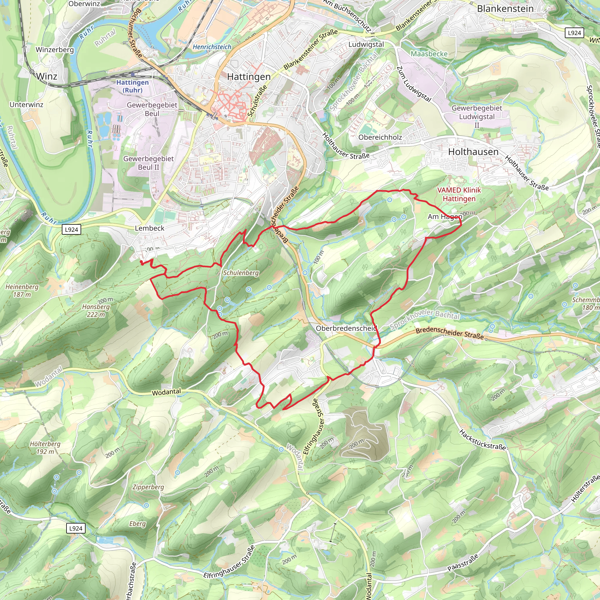 Harkortweg and Pingenweg Raute mobile static map