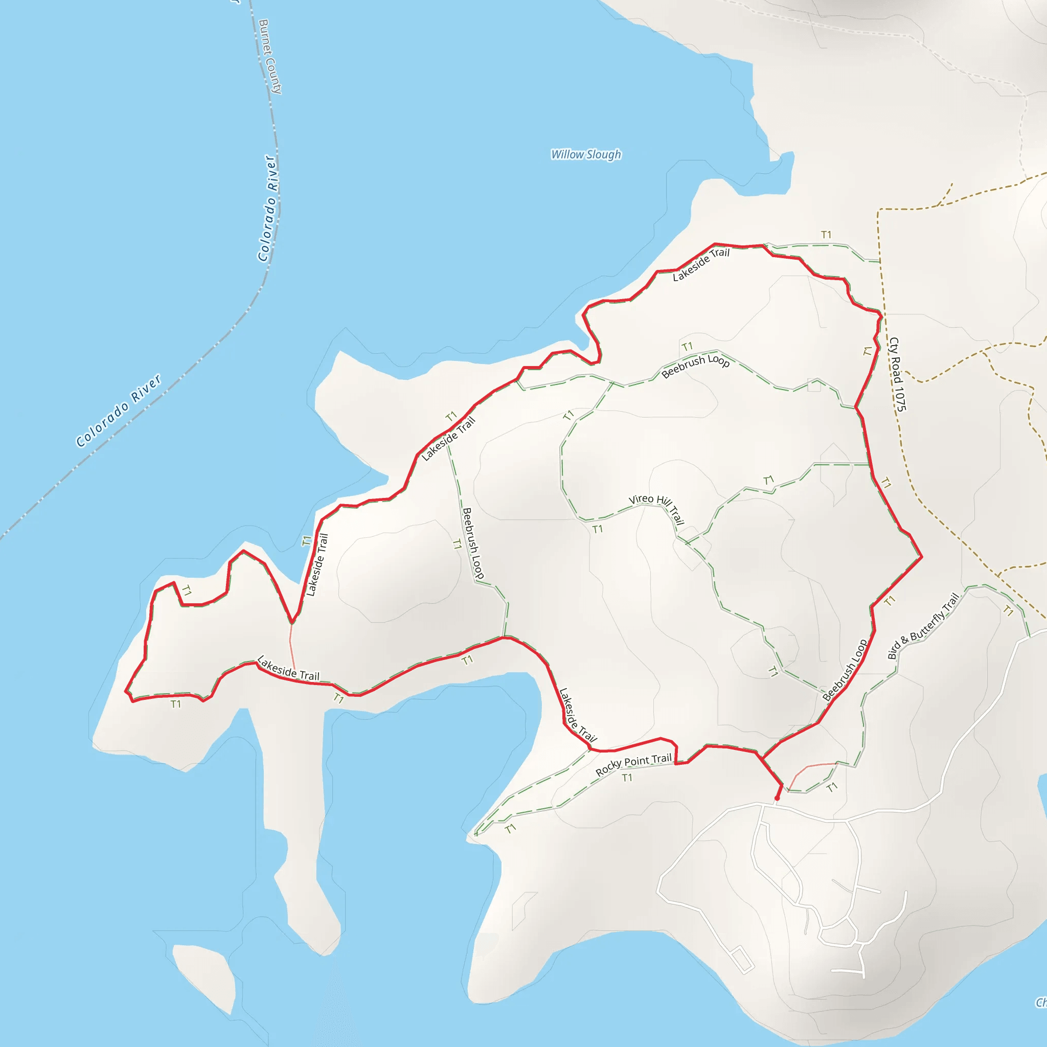 Beebrush and Lakeside Loop mobile static map