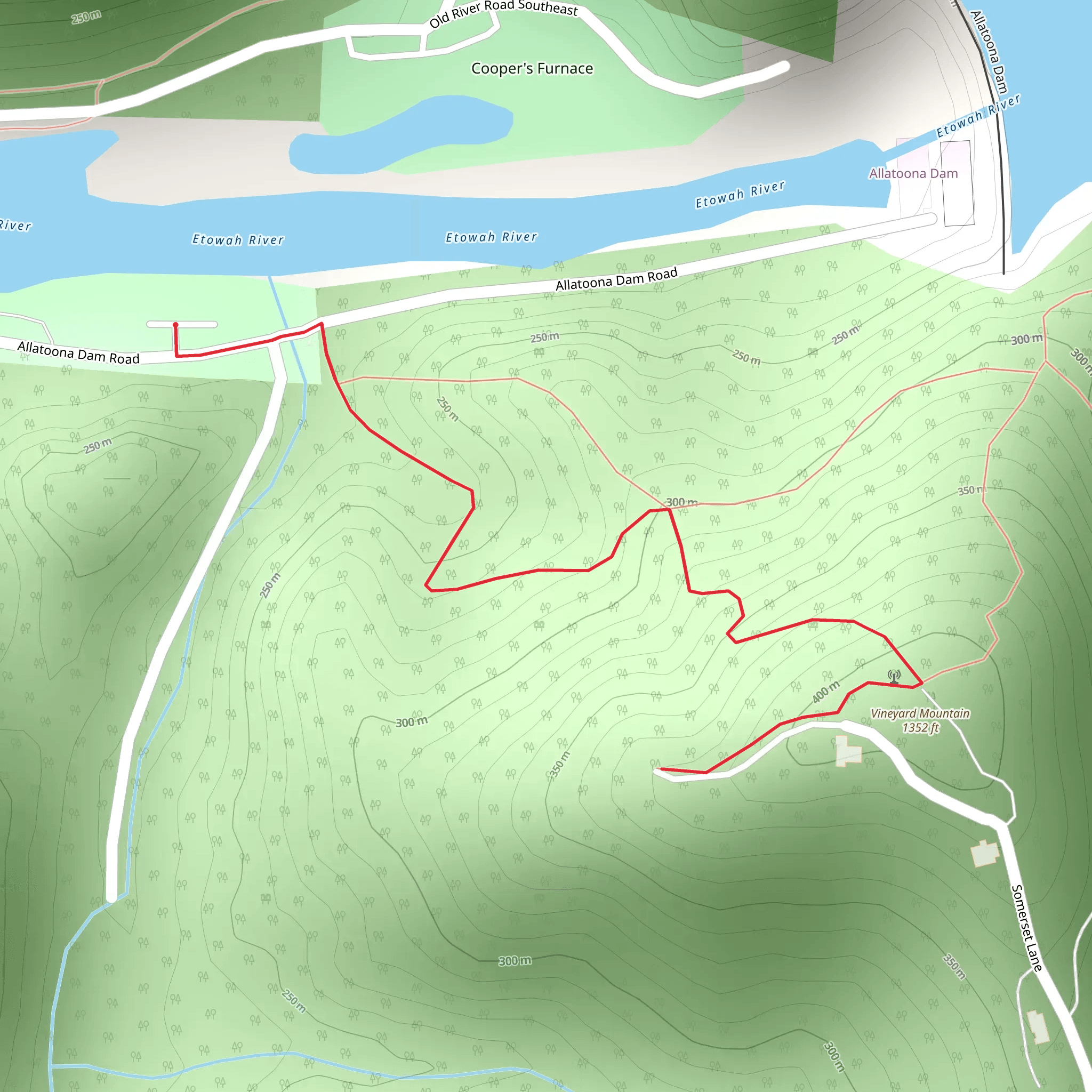 Vineyard Mountain Out and Back mobile static map