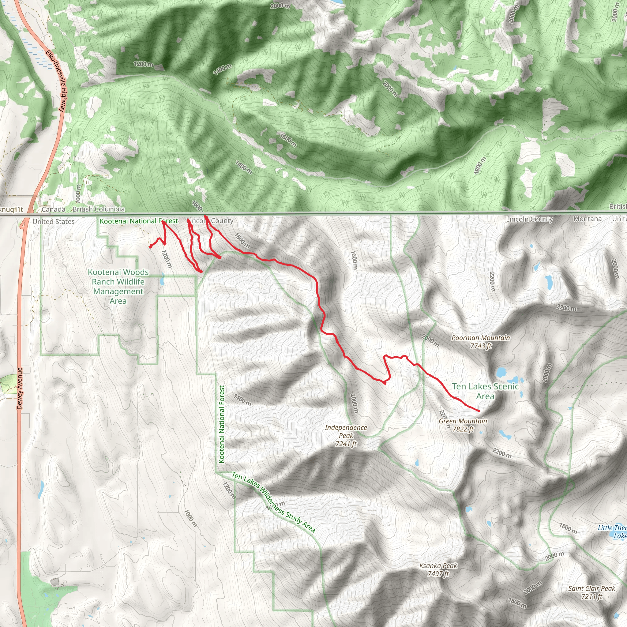 Blacktail Trail via Pacific Northwest Trail mobile static map
