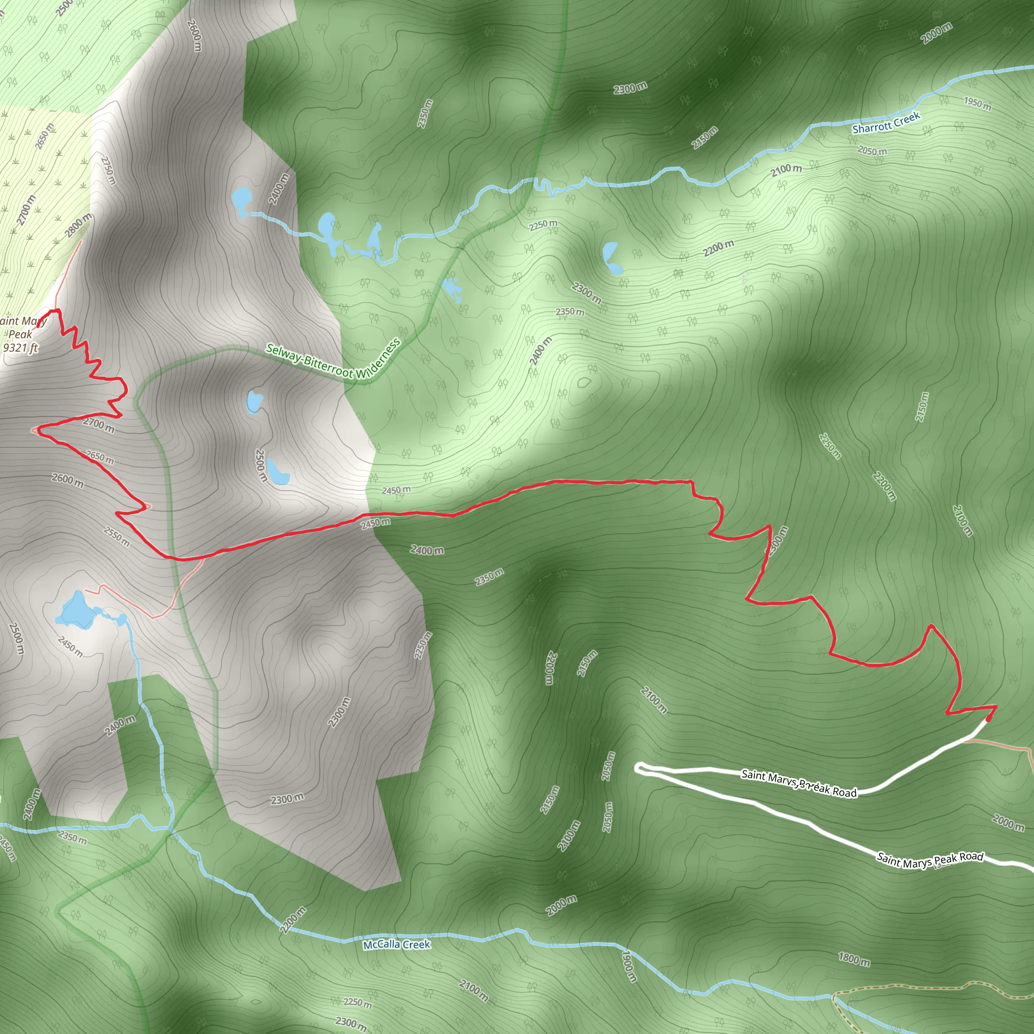Saint Mary Peak Trail mobile static map