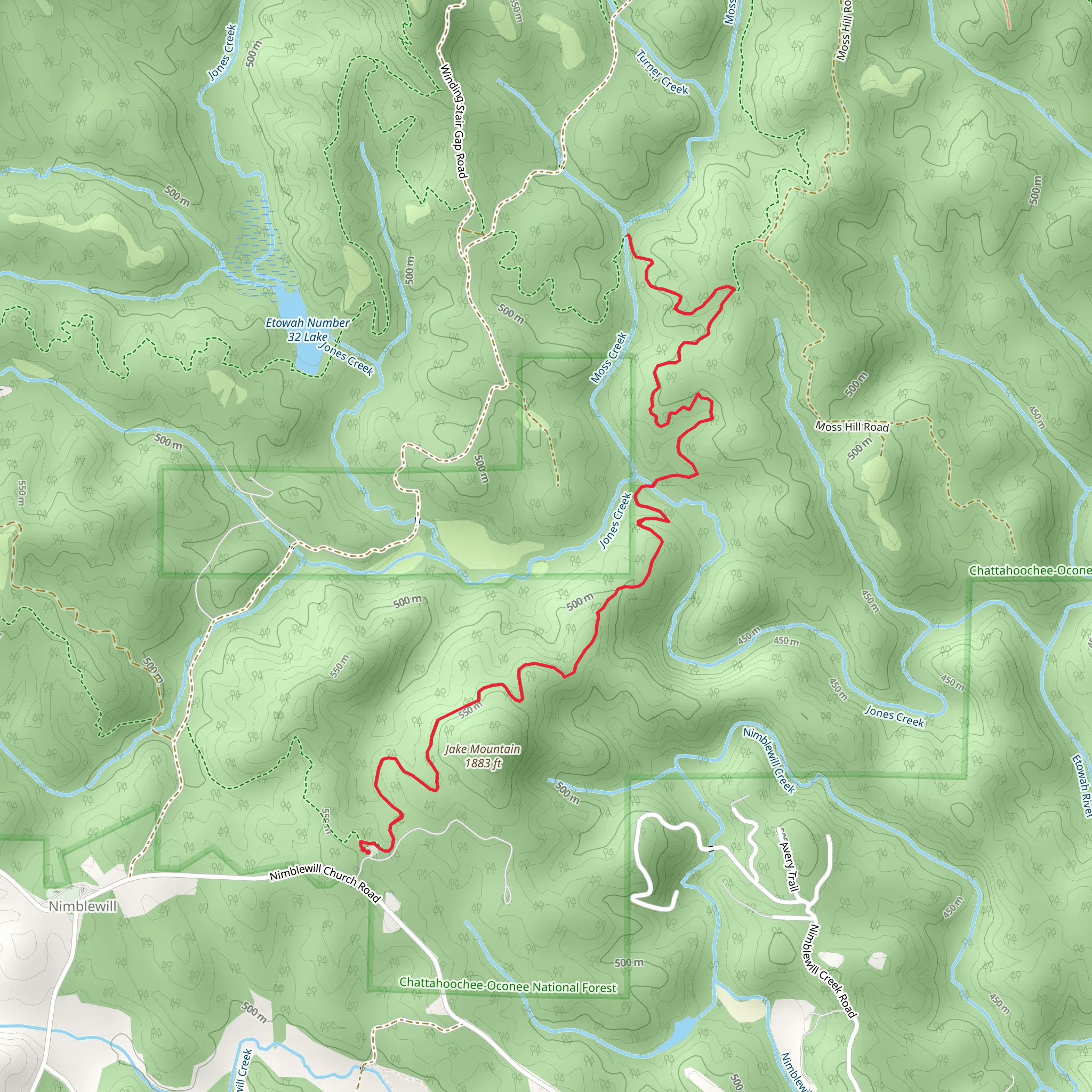 Moss Creek and Jake Mountain Trail mobile static map