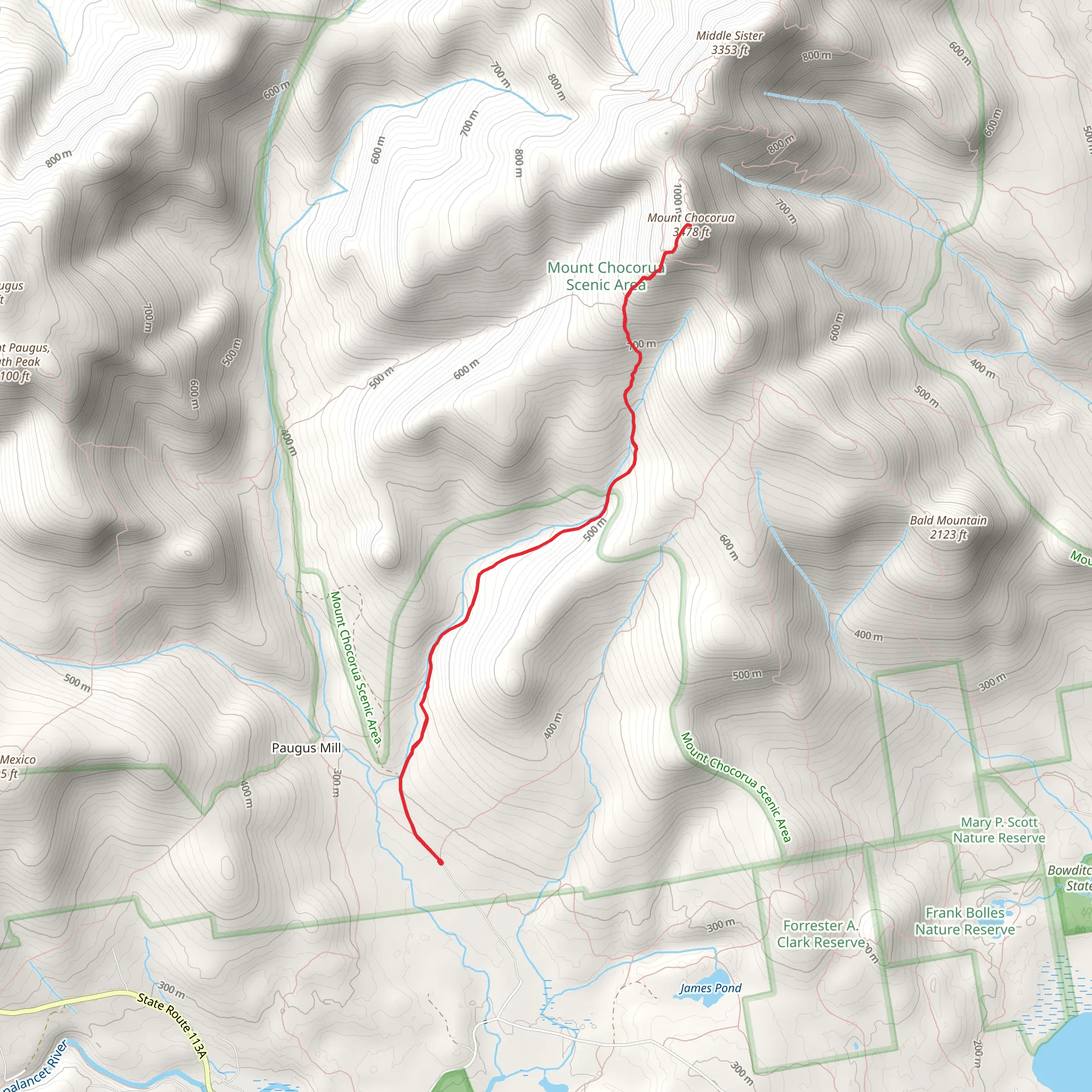 Mount Chocorua via Claybank Brook Trail mobile static map