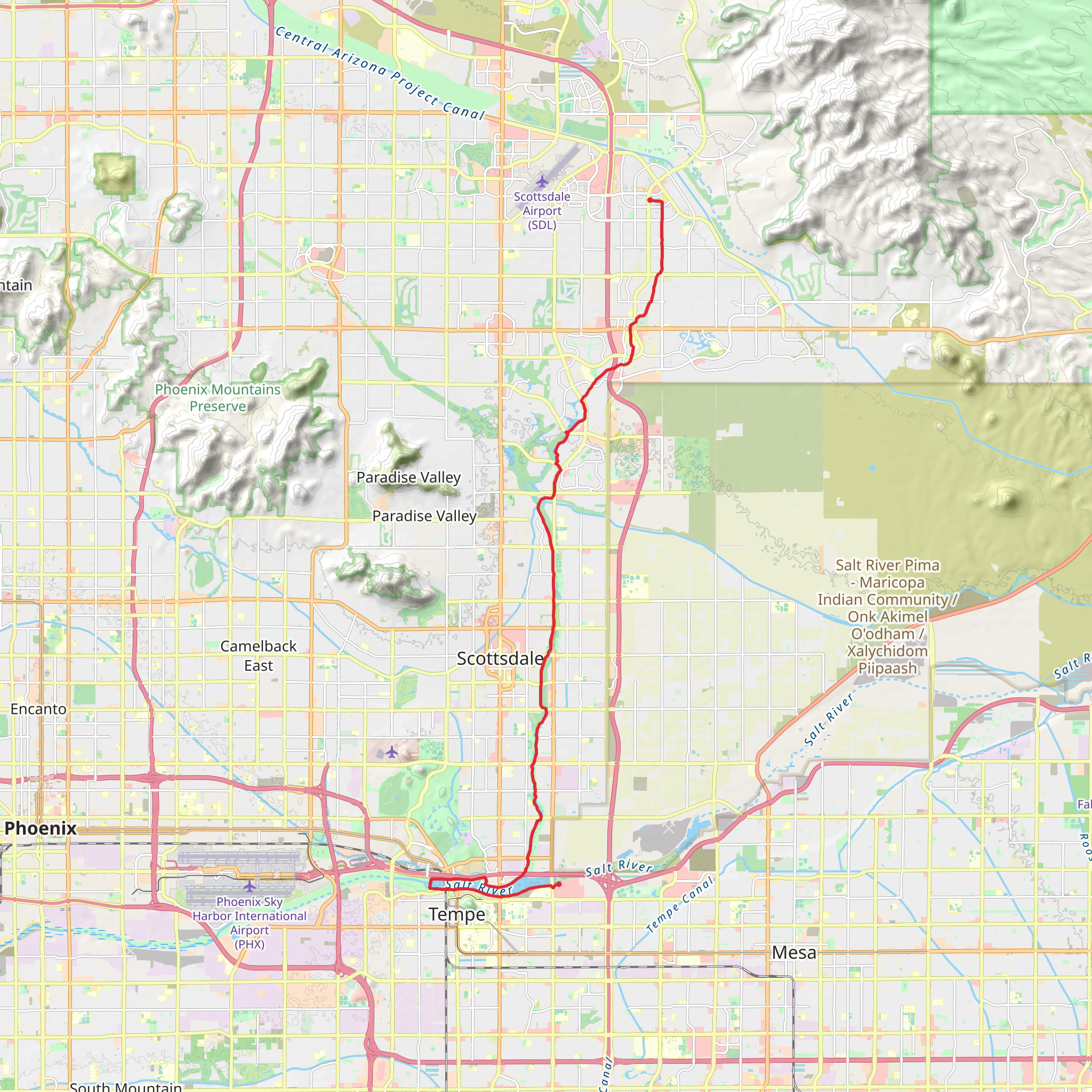 Tempe Greenbelt and Maricopa Trail mobile static map