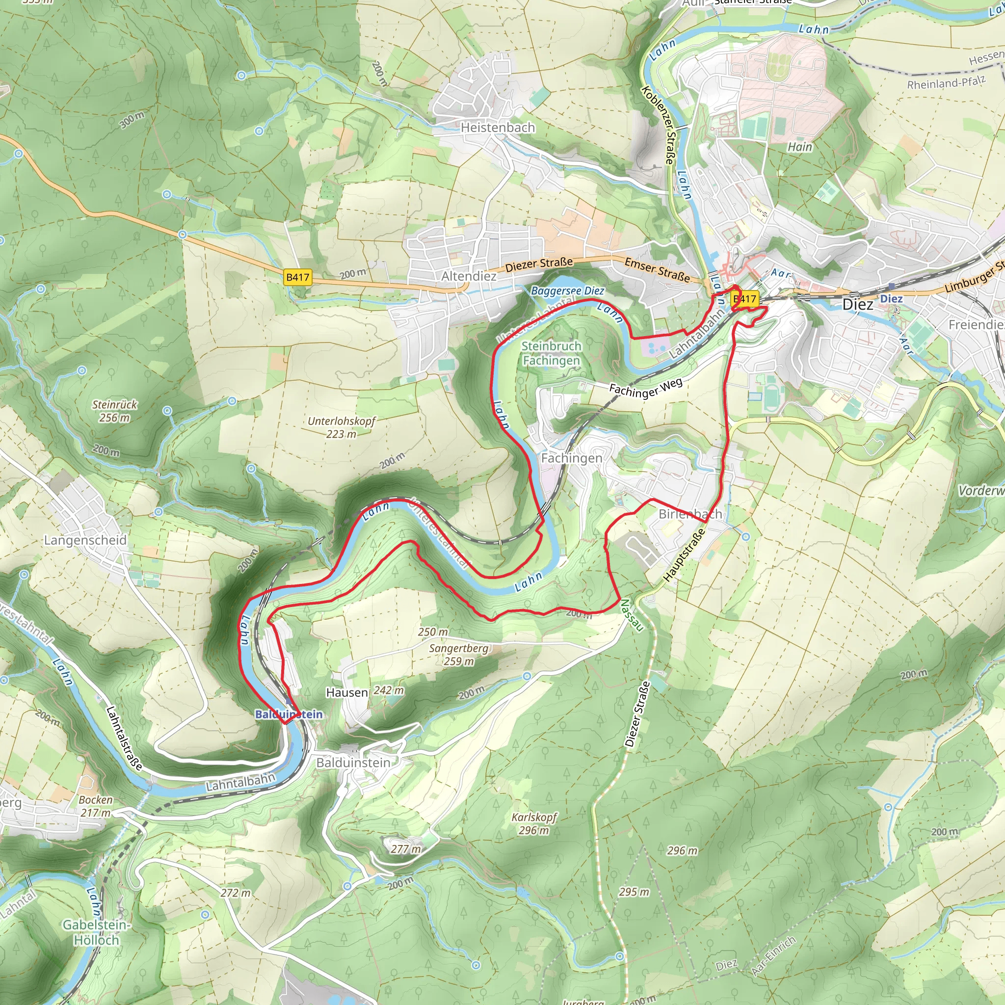 Lahn via Lubentiusweg mobile static map