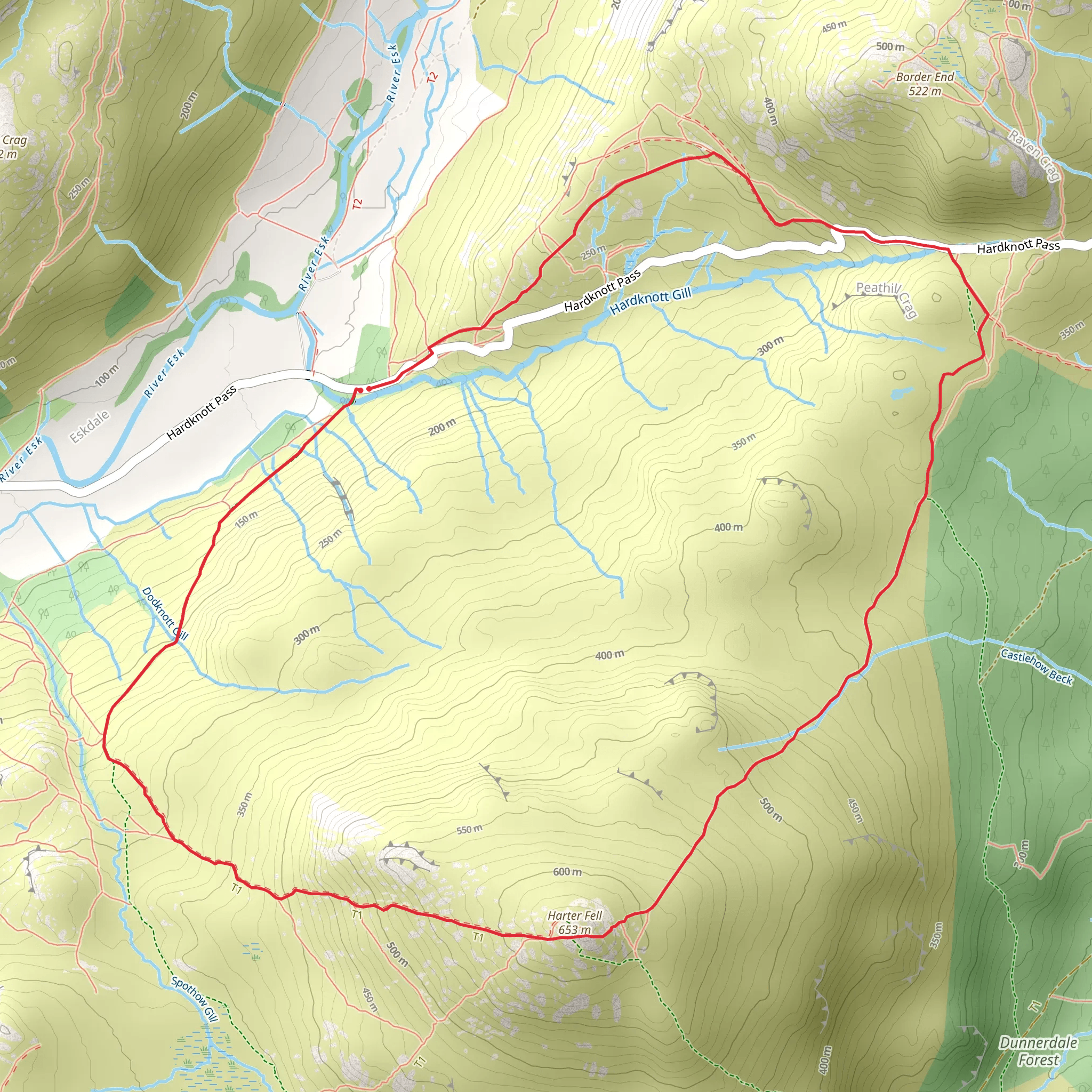 Harter Fell Loop via Hardknott Pass mobile static map