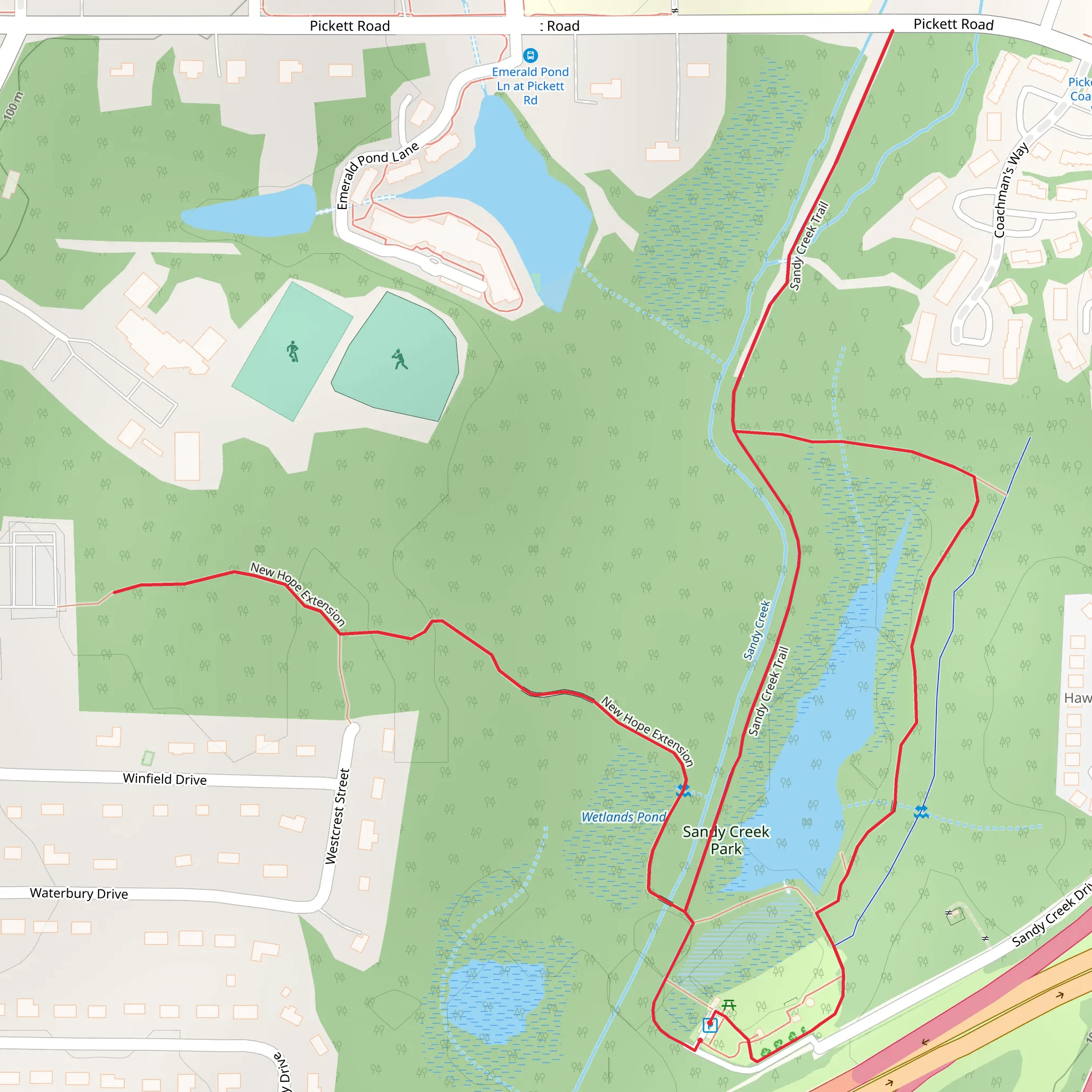 Sandy Creek Park Loop mobile static map