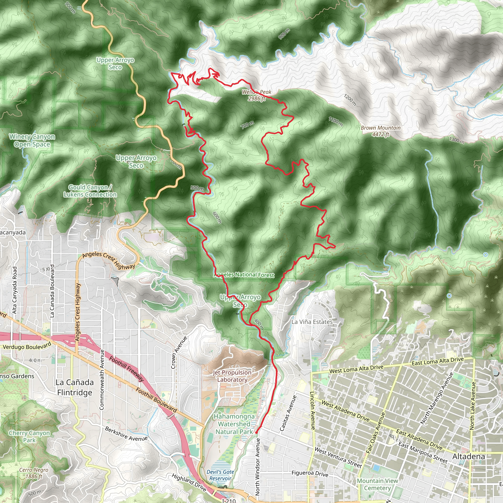 Wella's Peak Loop mobile static map