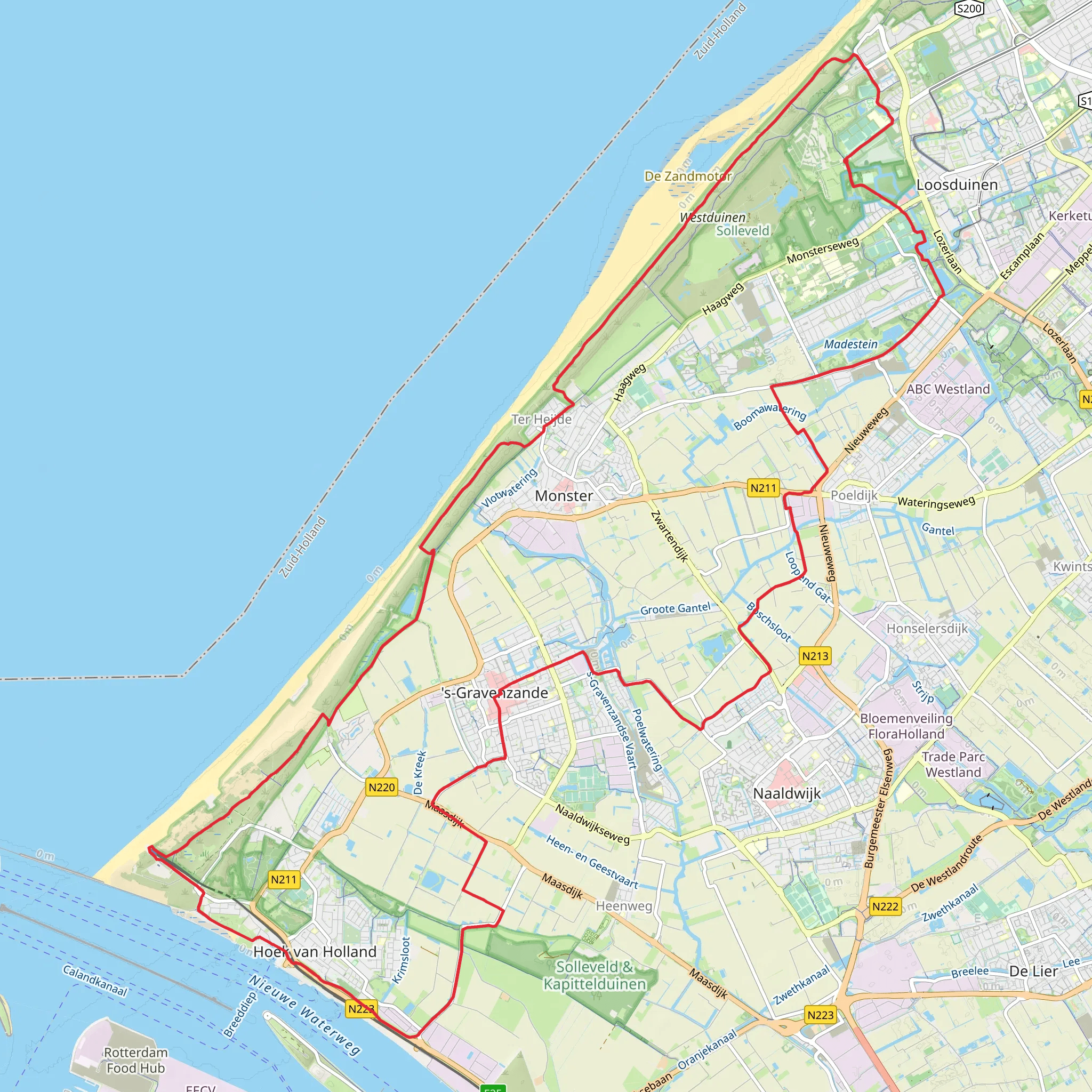Zandmotorpad, Hoeksebaan and Madepolderweg Loop mobile static map