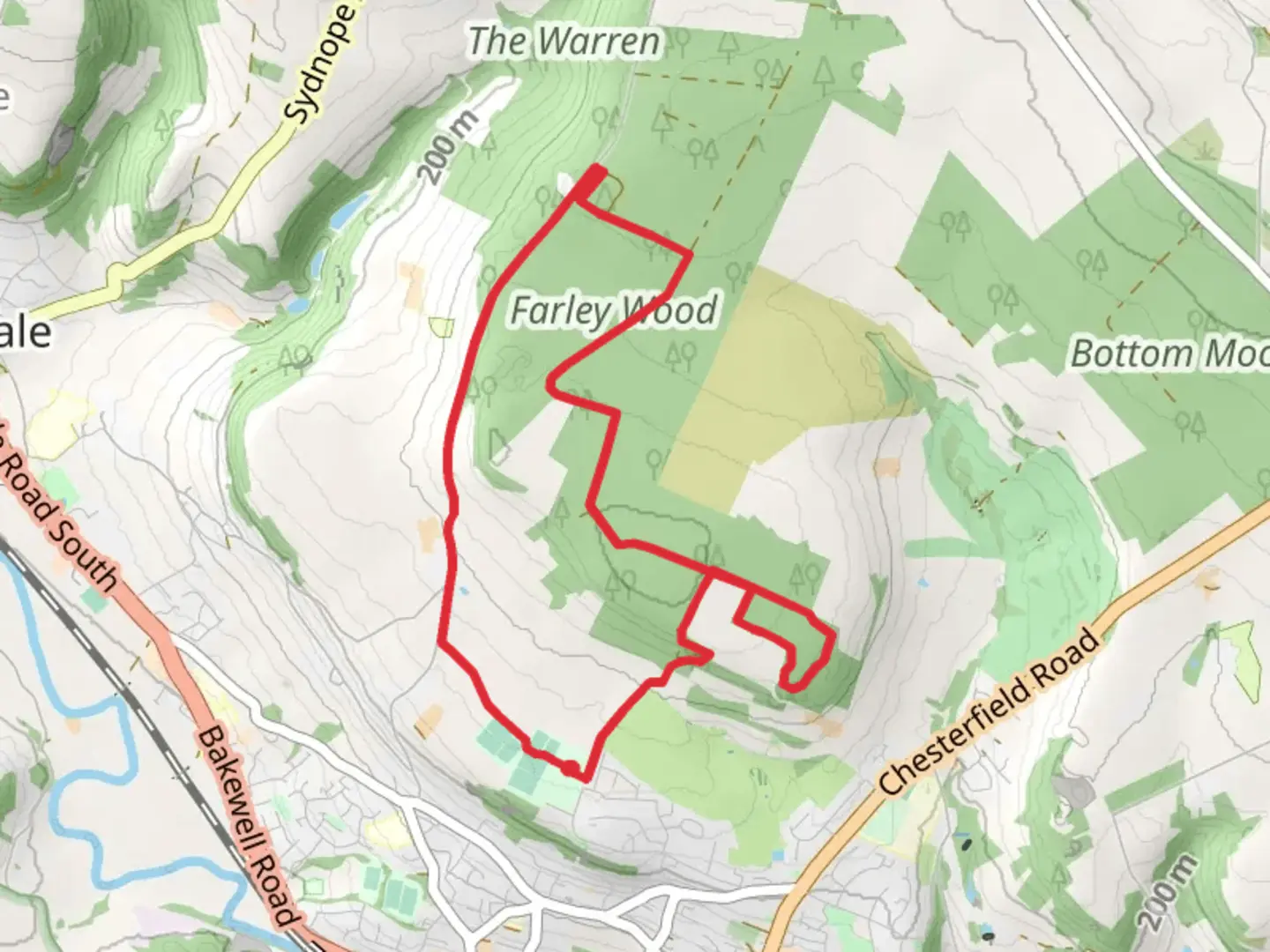 An image depicting the trail Hurker Wood and Farley Wood Loop and its surrounding area.