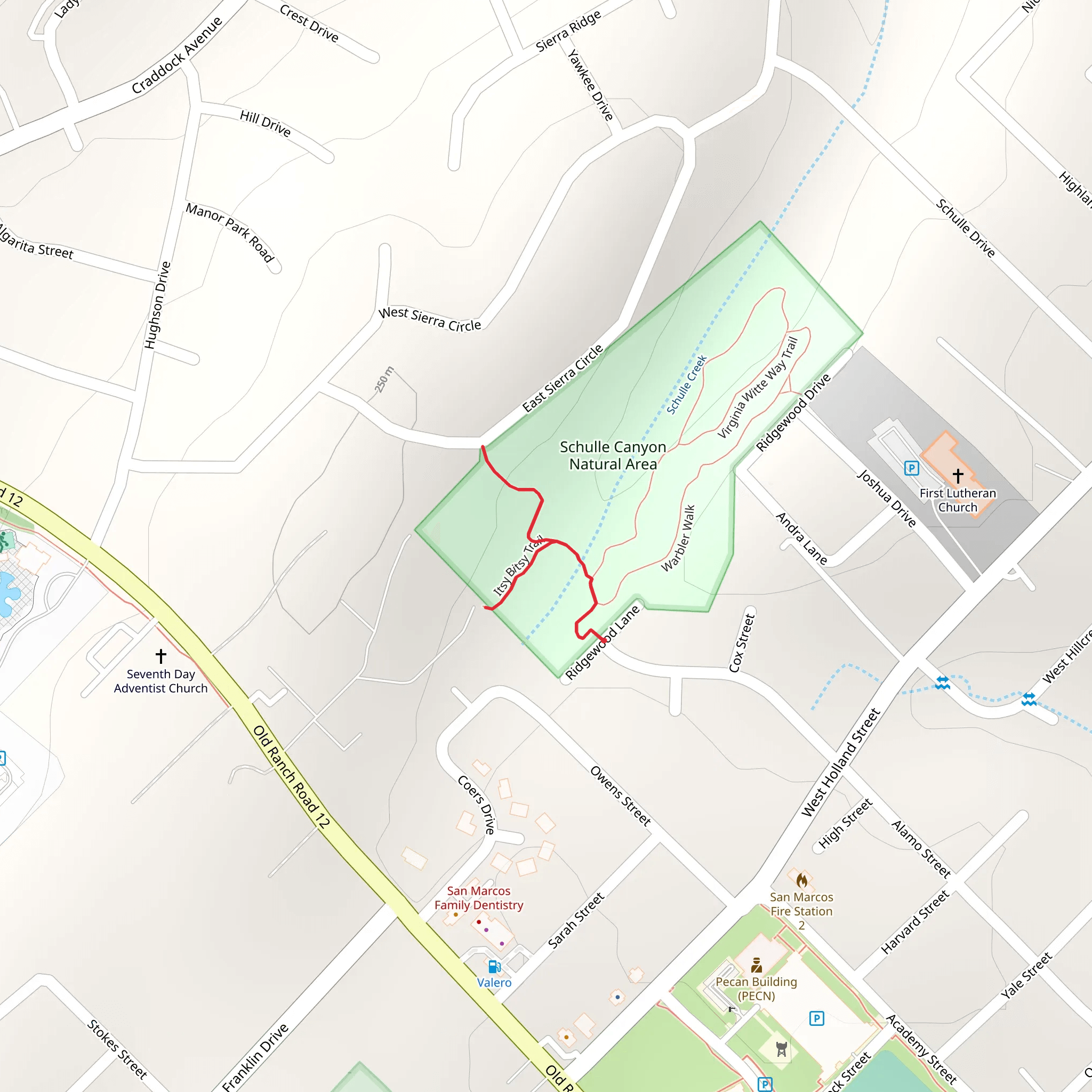 Root Rock and Itsy Bitsy Trail mobile static map