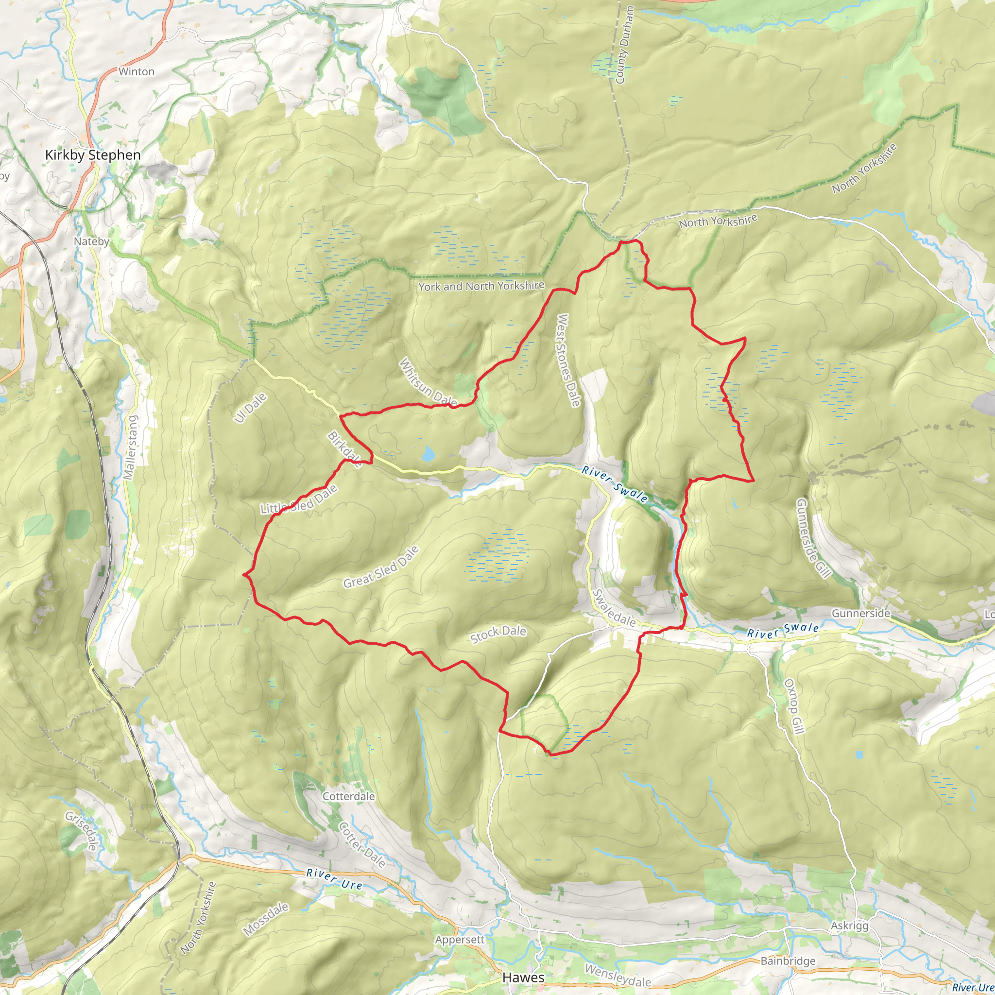 Swalledale Loop via Great Shunner Fell and Ravenseat mobile static map