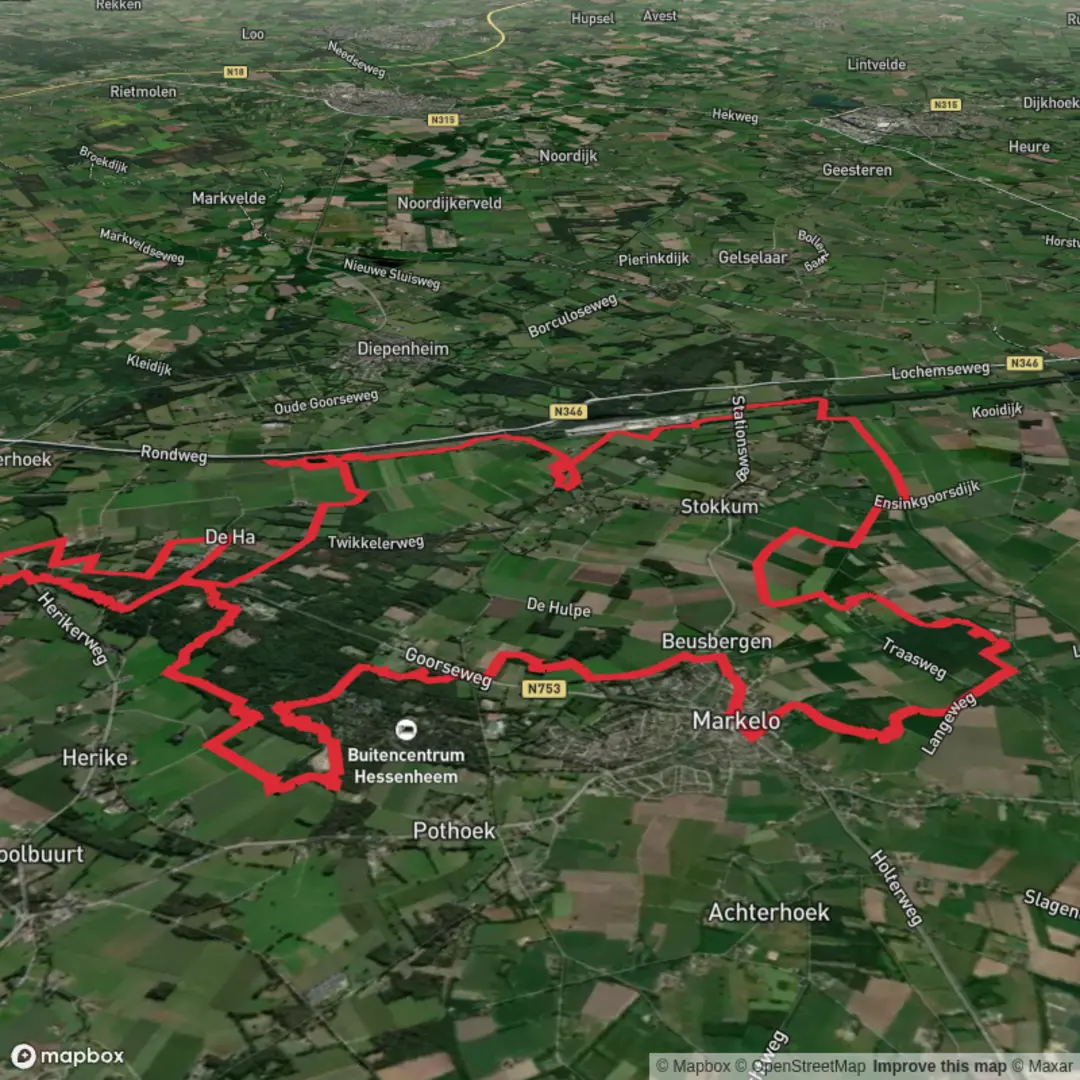 An image depicting the trail Beusbergen, Katten berg and Herikerberg Loop and its surrounding area.