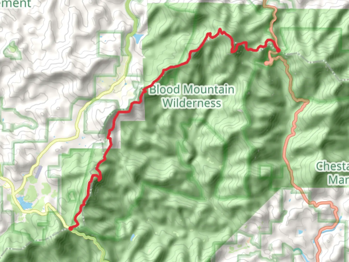 An image depicting the trail Appalachian Trail from Woody Gap and its surrounding area.