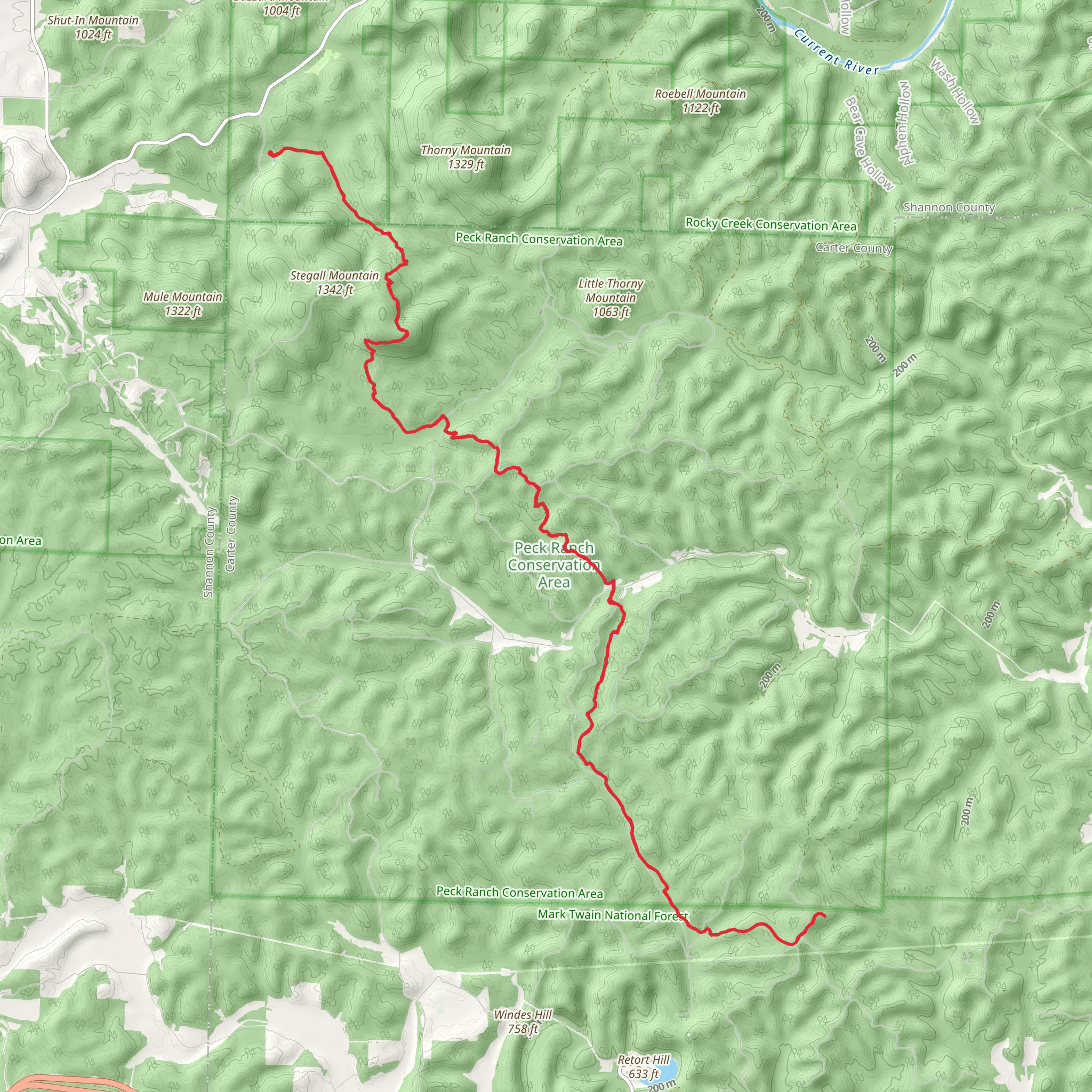 Ozark Trail - Current River Section mobile static map