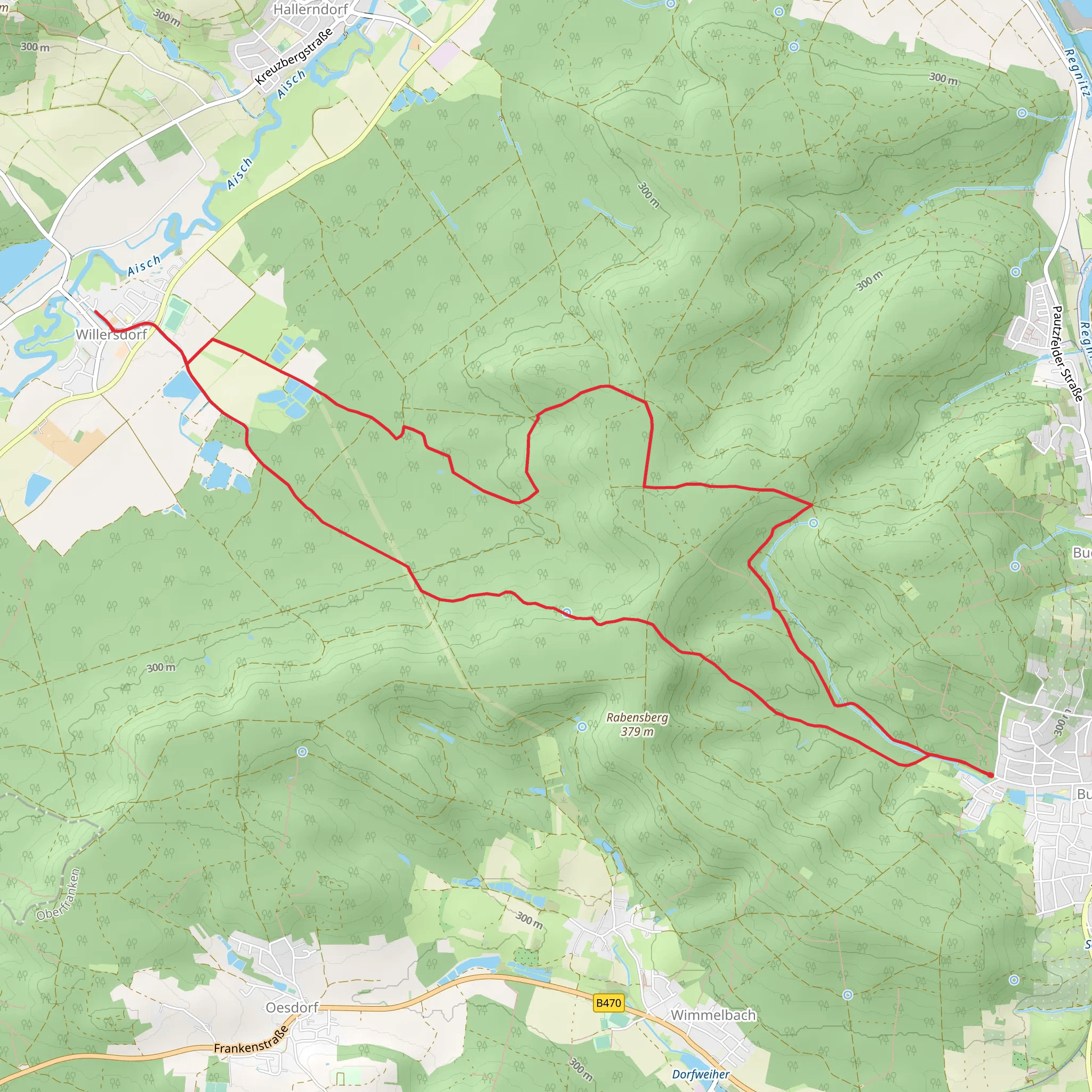 Burk-Schlammersdorf, Lauferlebnis Fraenkische Schweiz and Burk Lunzkeller mobile static map