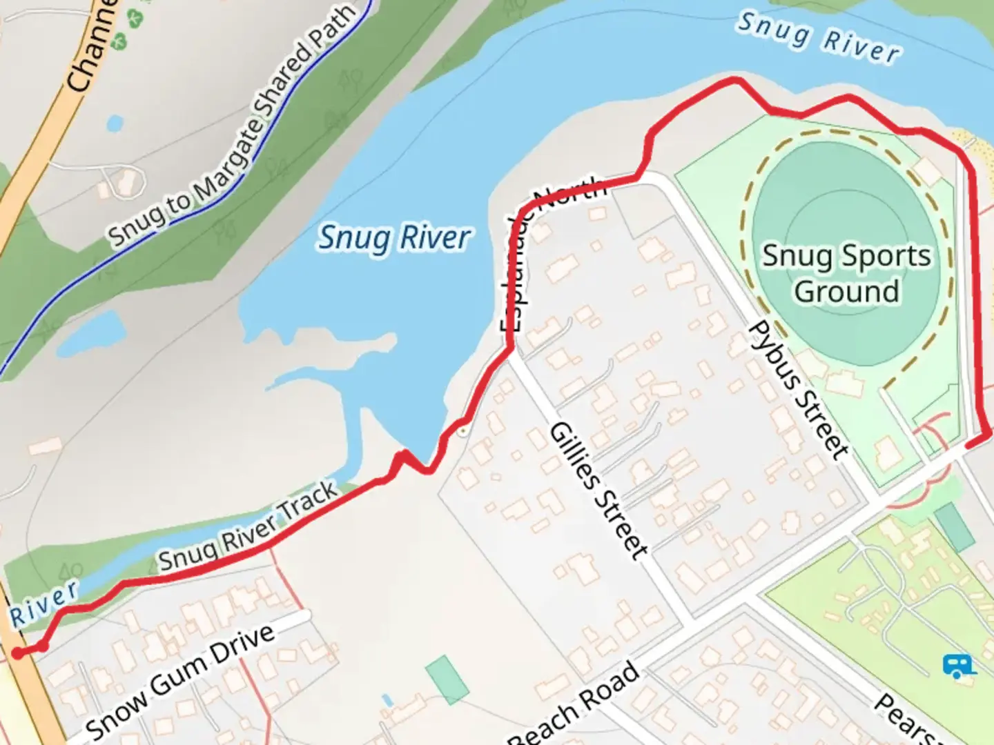 An image depicting the trail Snug River Track and its surrounding area.