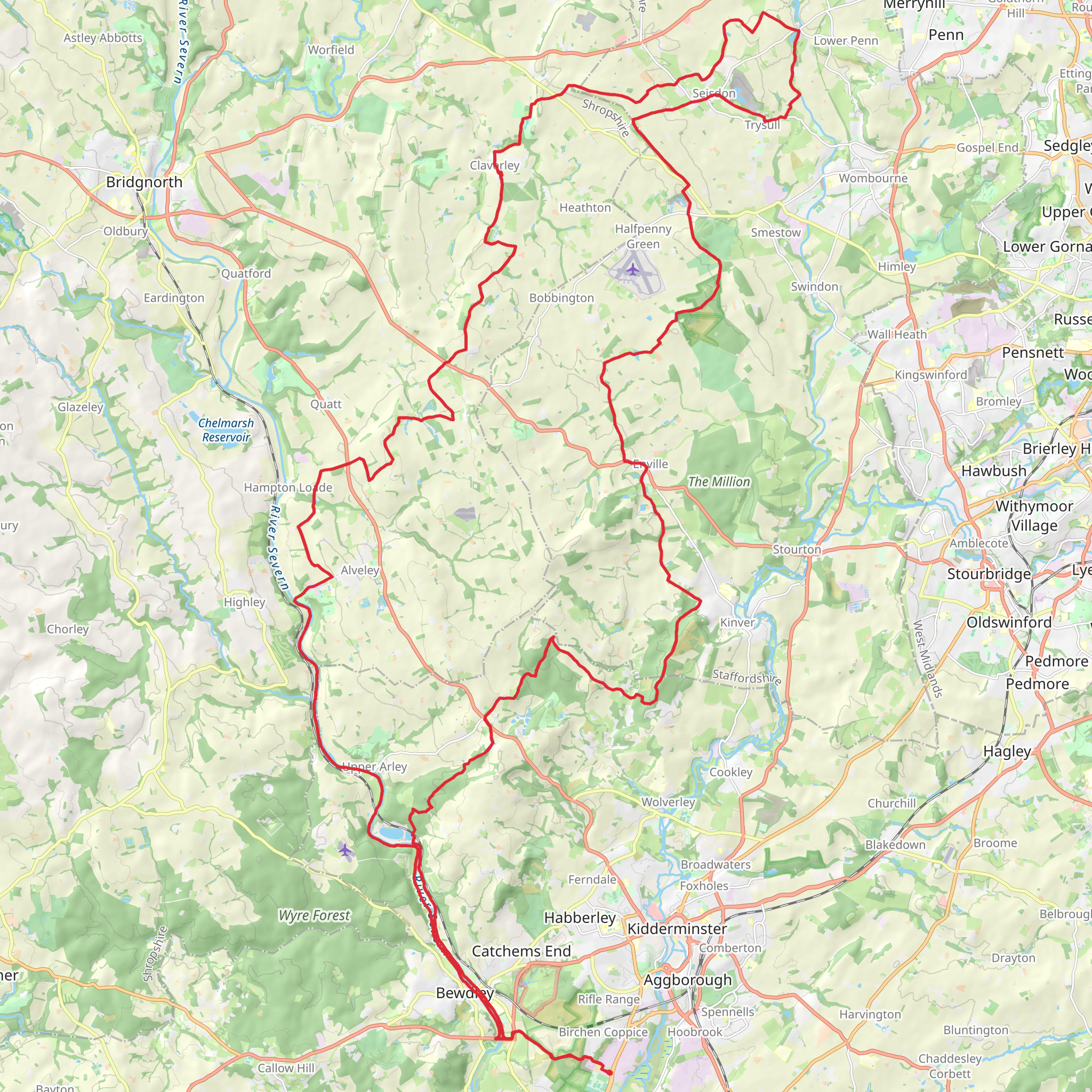 Bewdley 50 mile Loop mobile static map