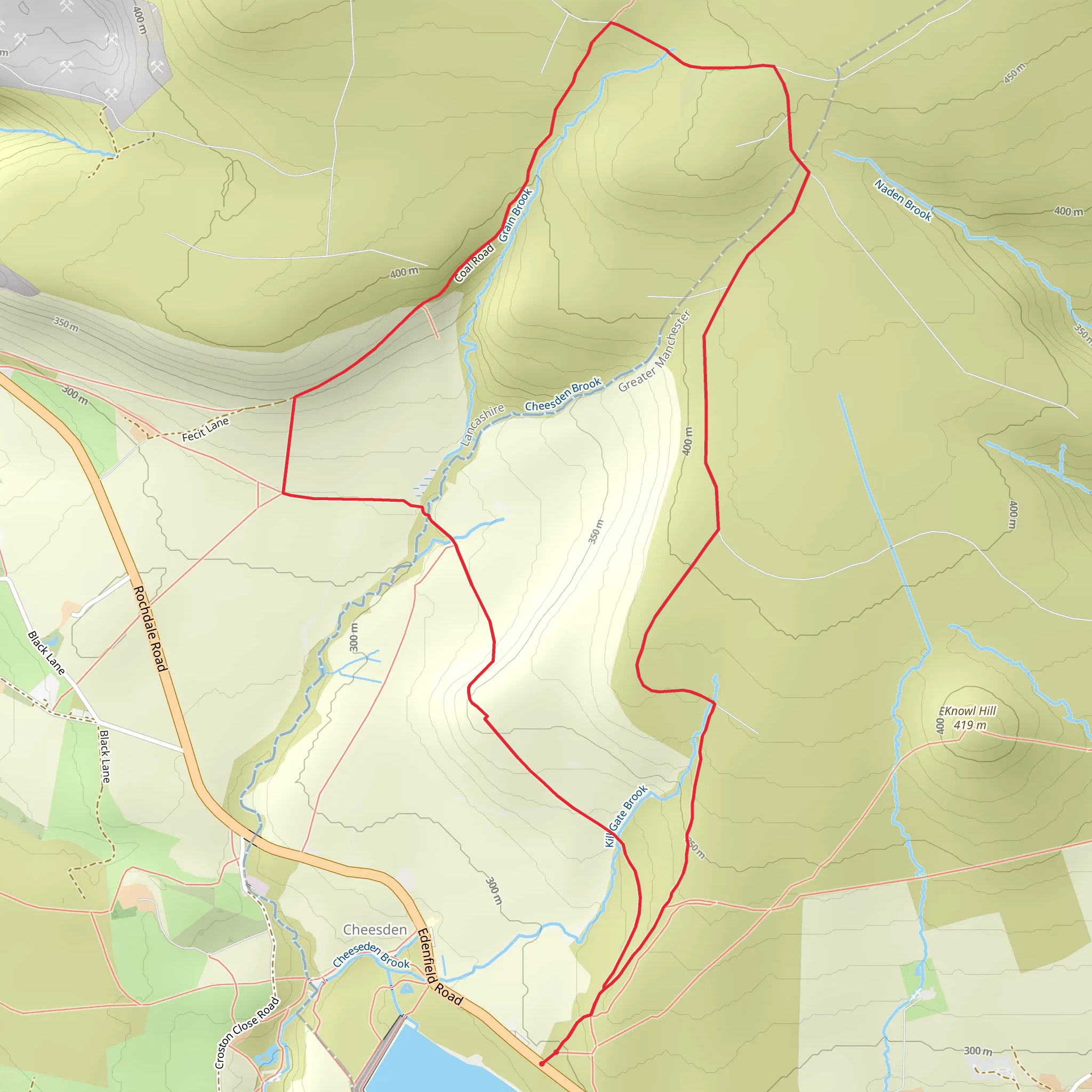 Scout Moor from Ashworth Moor Reservoir mobile static map