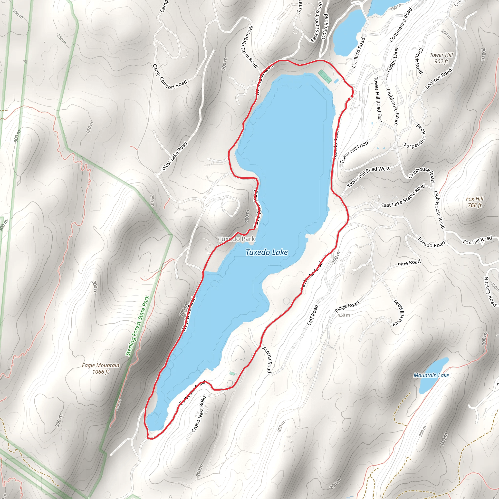 Tuxedo Lake Loop Trail mobile static map