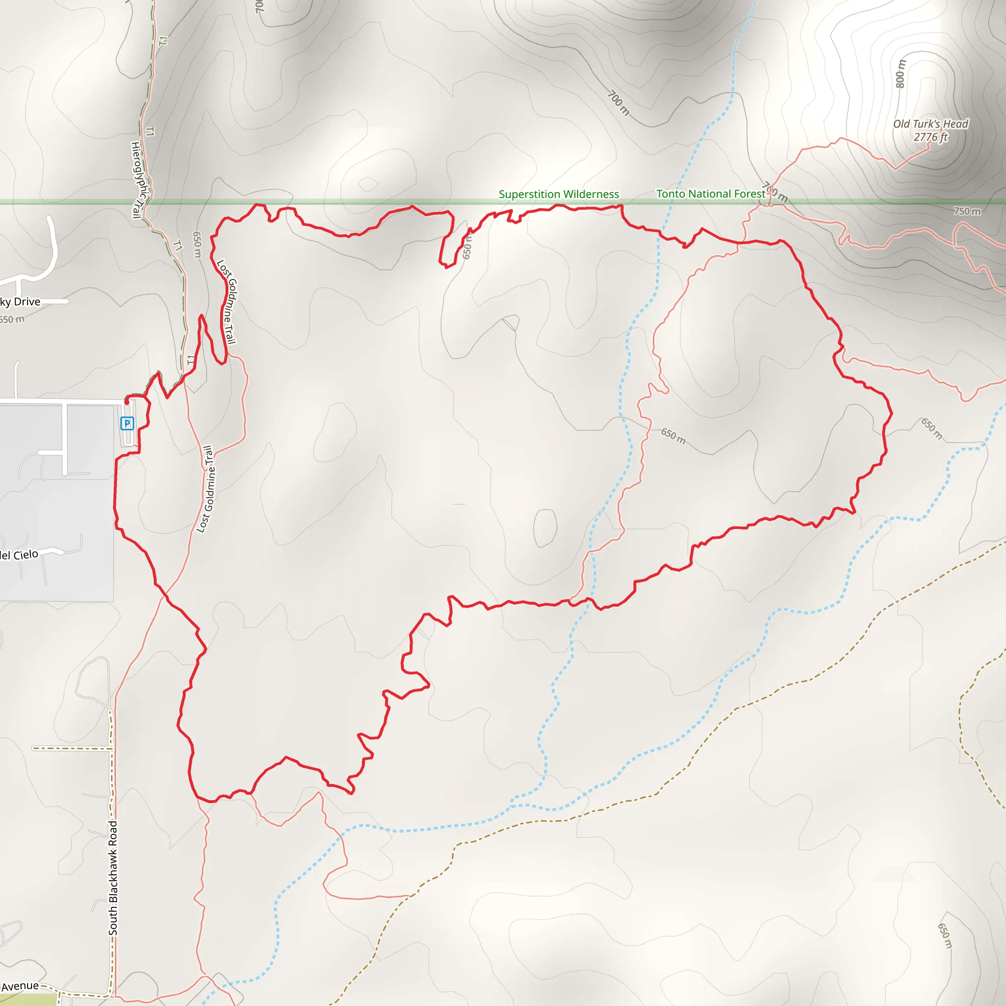 Lost Goldmine Loop Trail mobile static map