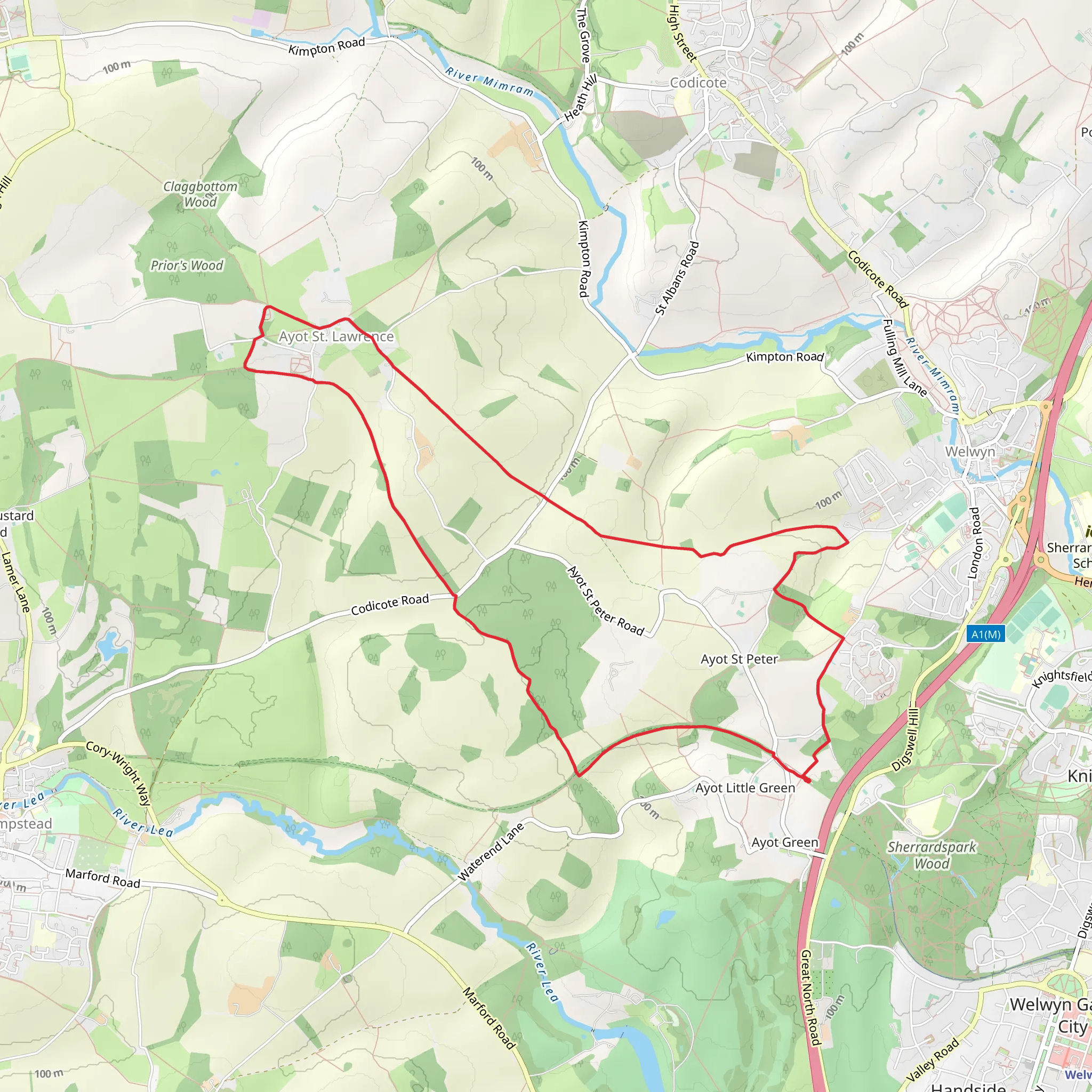 Ayot St Peter and Ayot St Lawrence Loop mobile static map