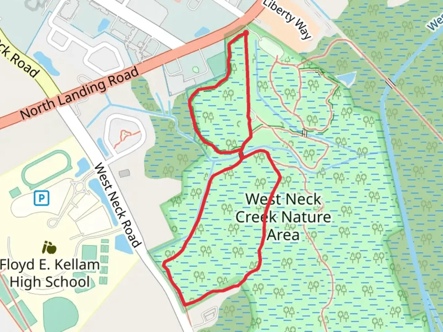 An image depicting the trail Buffington and Whitehurst Loop Trail and its surrounding area.