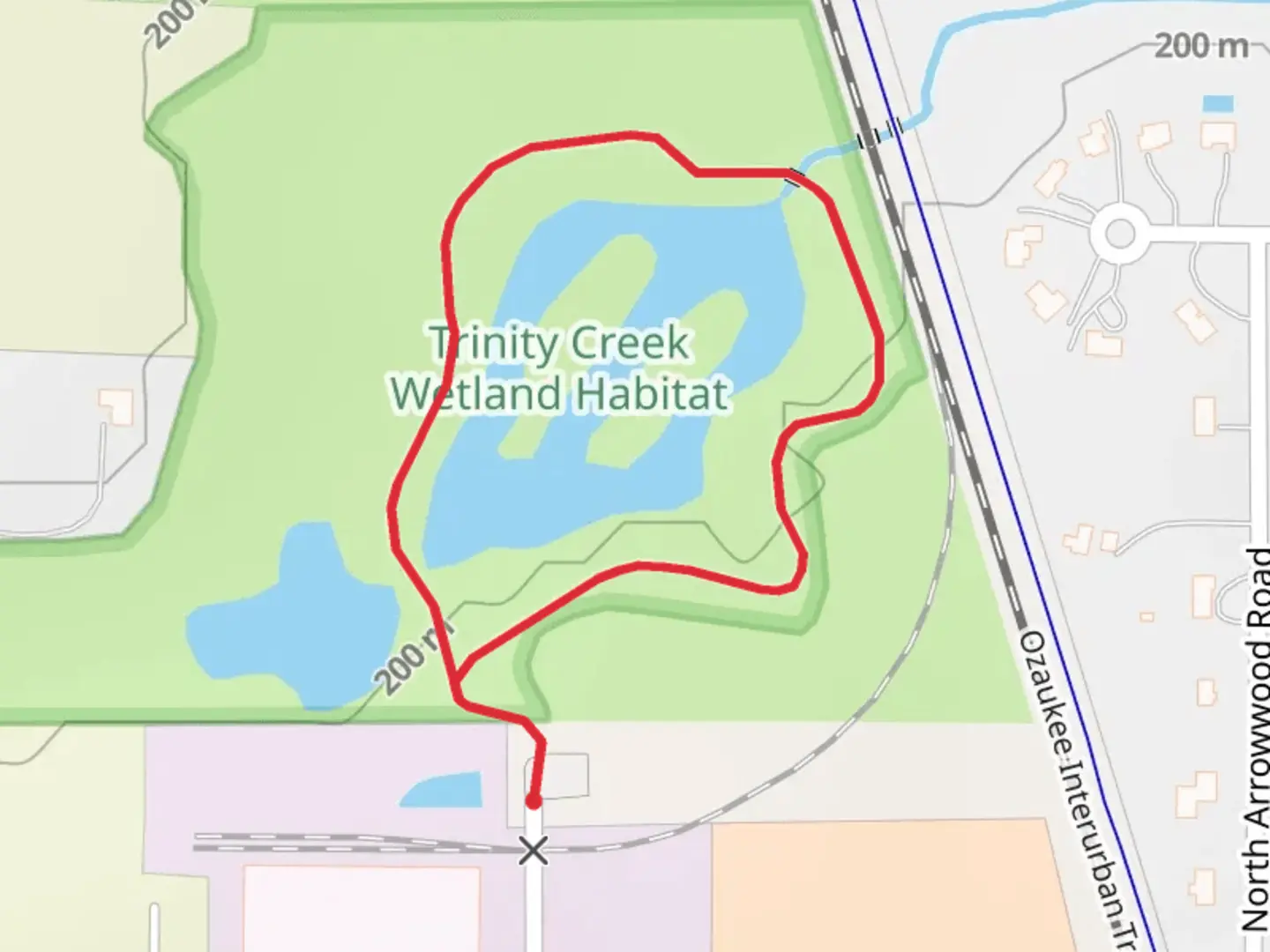 An image depicting the trail North Riebs Lane Loop and its surrounding area.