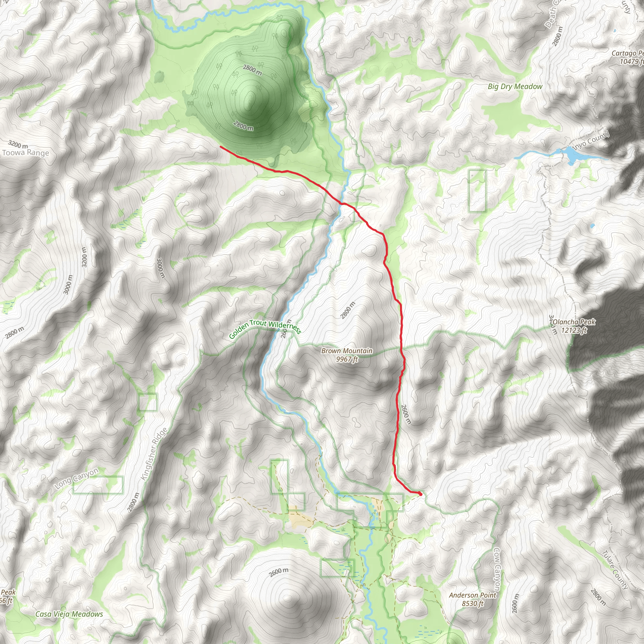Strawberry Meadow to Monache Trail mobile static map