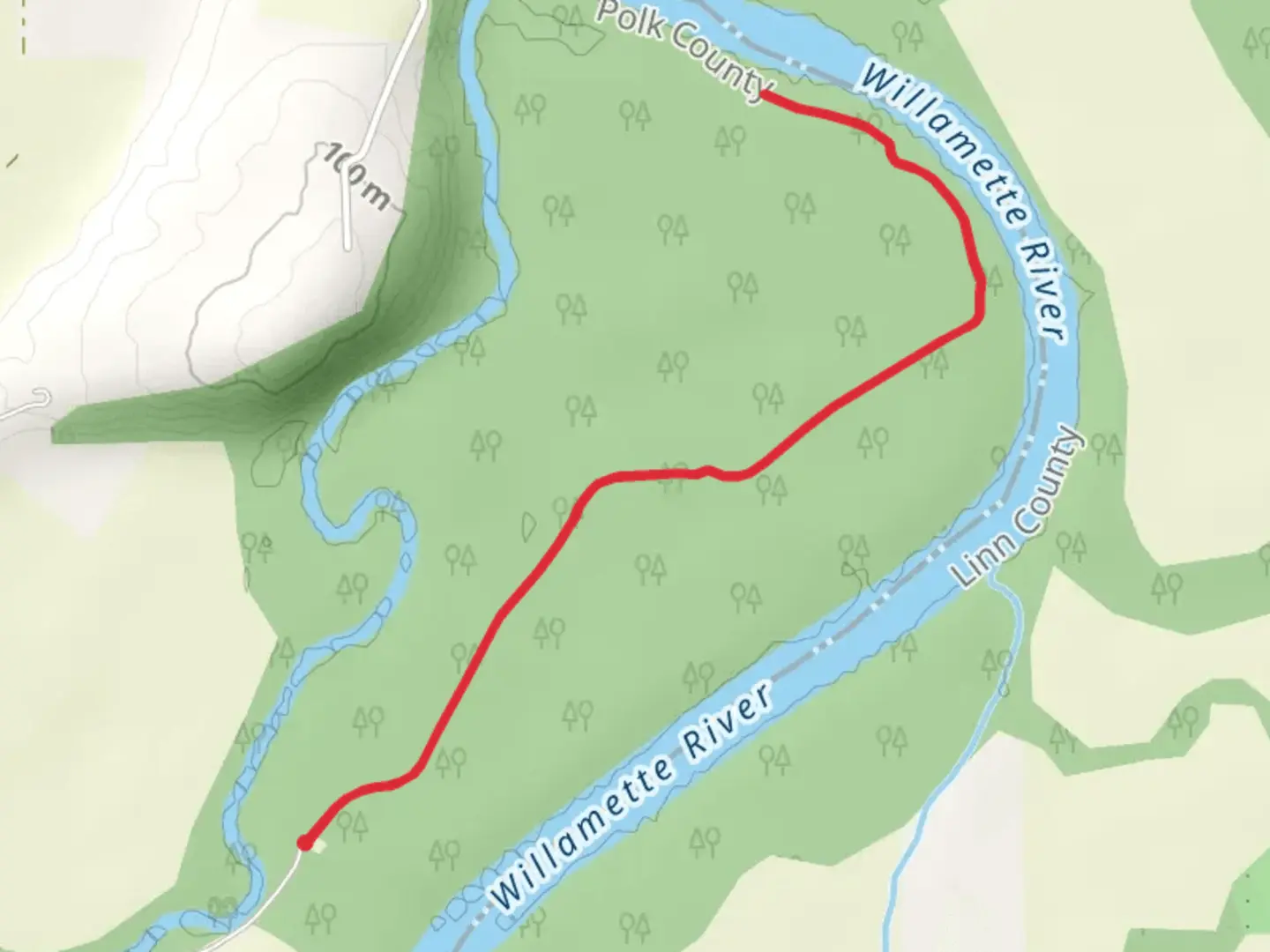 An image depicting the trail Willamette River and its surrounding area.